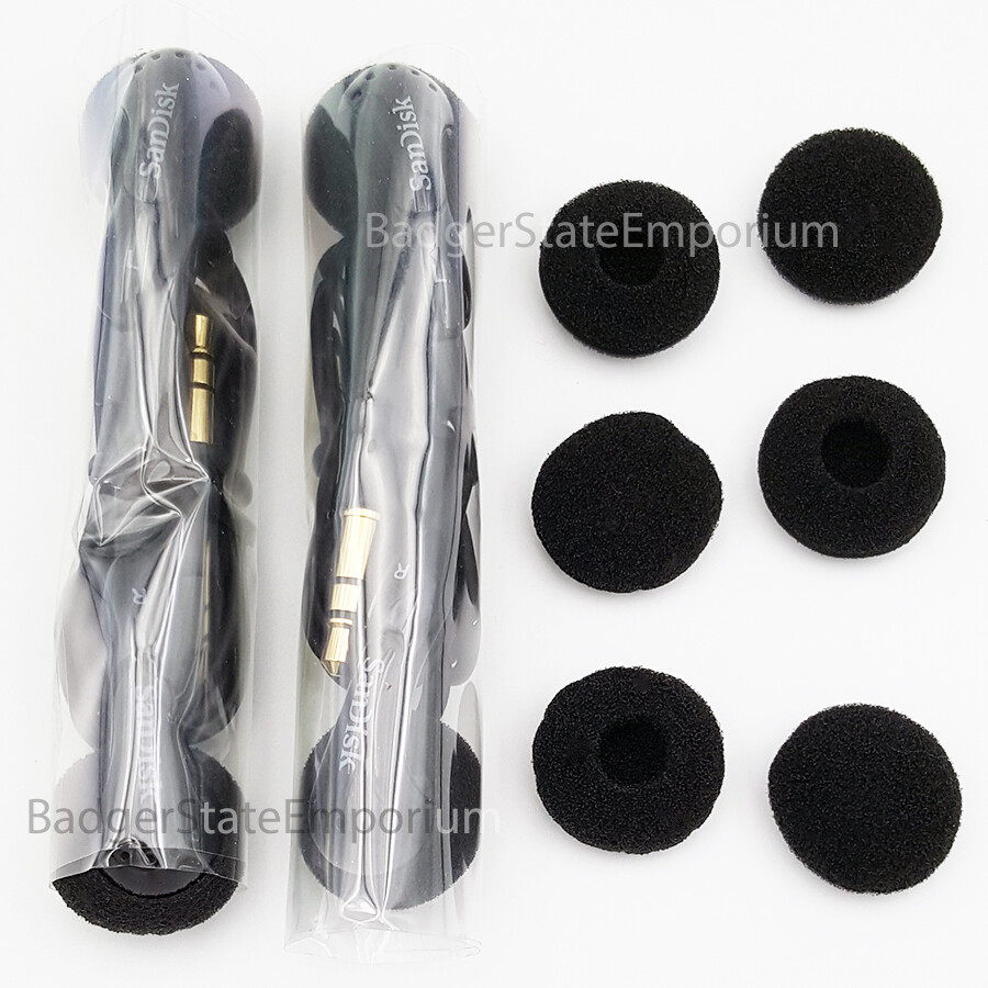 2 GENUINE SanDisk Earphone Earbuds Original In-Ear Headphone Clip Jam MP3 Player