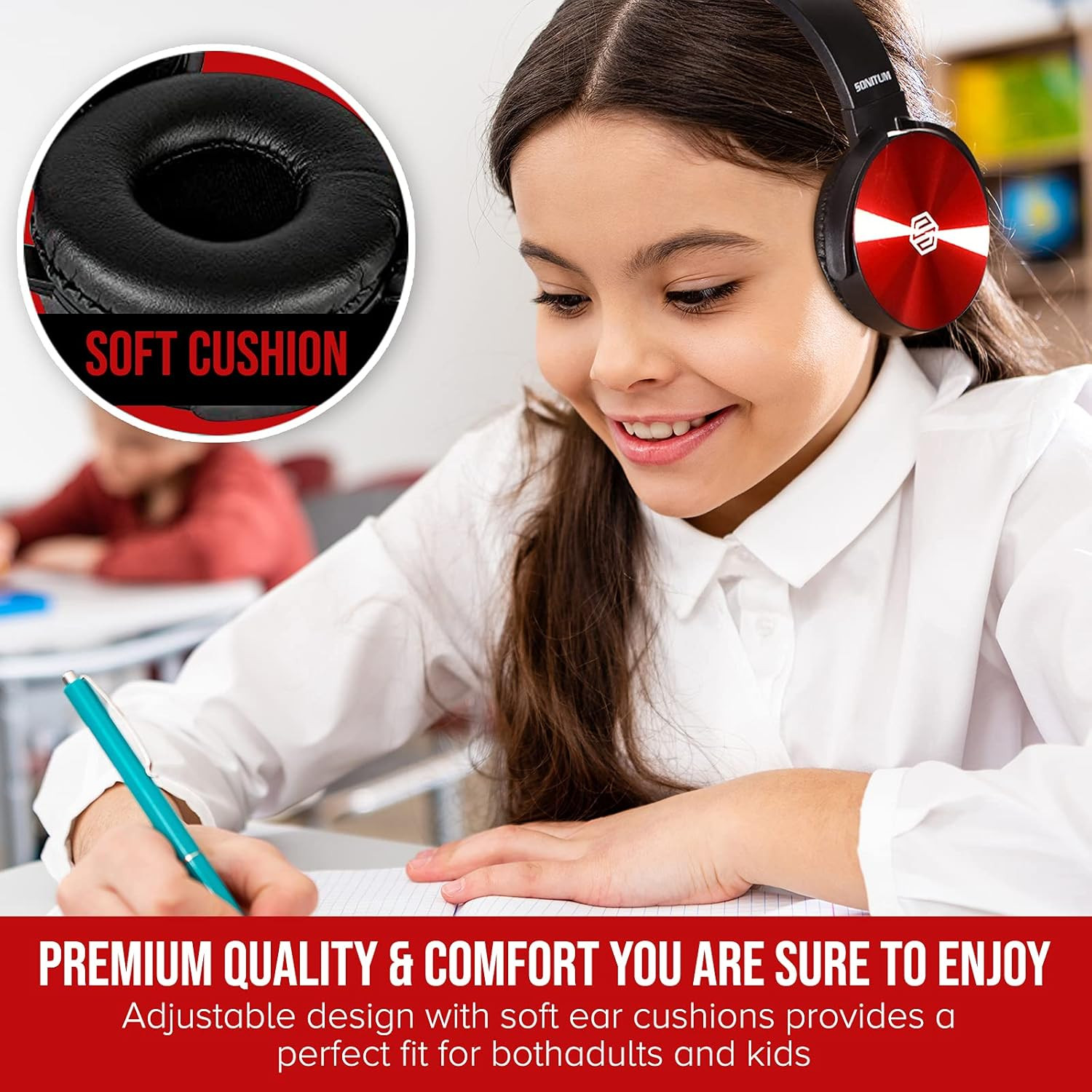 Classroom Headphones-Bulk 25-Pack, with Microphone Student on Ear Comfy Swivel E