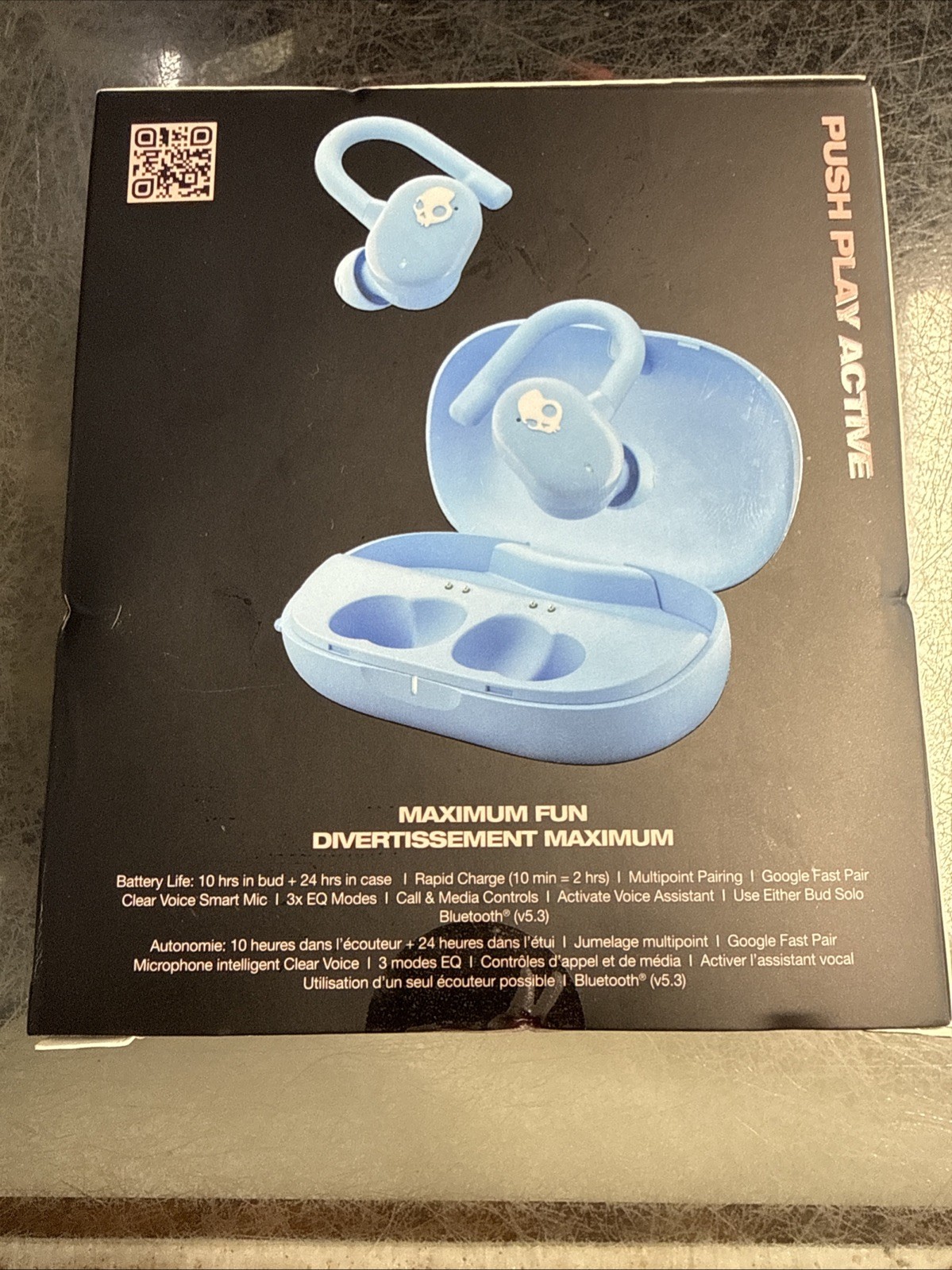 Skullcandy Push Play Active True Wireless Over-Ear Hanger Earbuds (Preppy Blue)