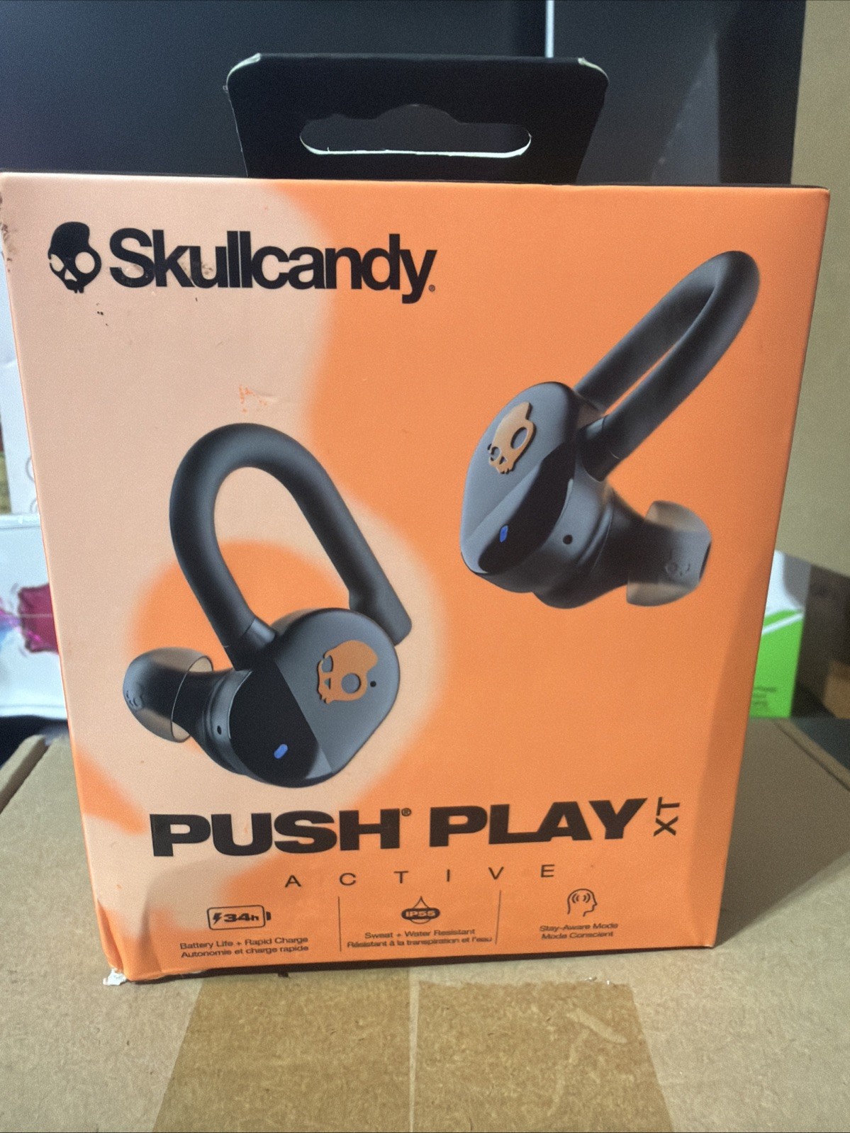 New Skullcandy Push Play Active in-Ear Wireless Earbuds, 34 Hr Battery (Black)
