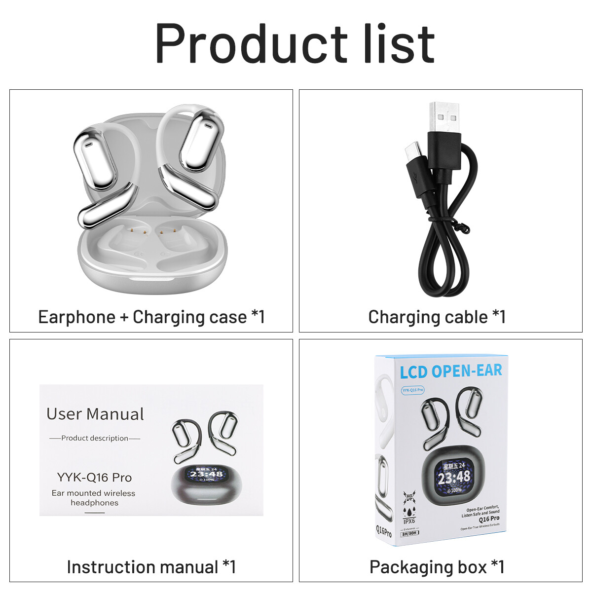 2025 Xp2 Touch Screen OWS Over The Ear Earbuds HD Display Bluetooth 5.4 Heatsets