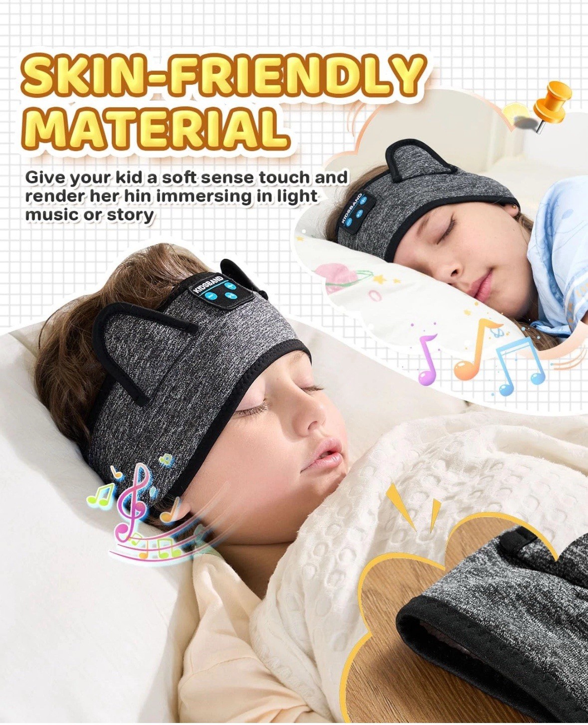 ( ME7)Kids Headband Bluetooth Headphones with Volume Limit & 3.5mm Jack