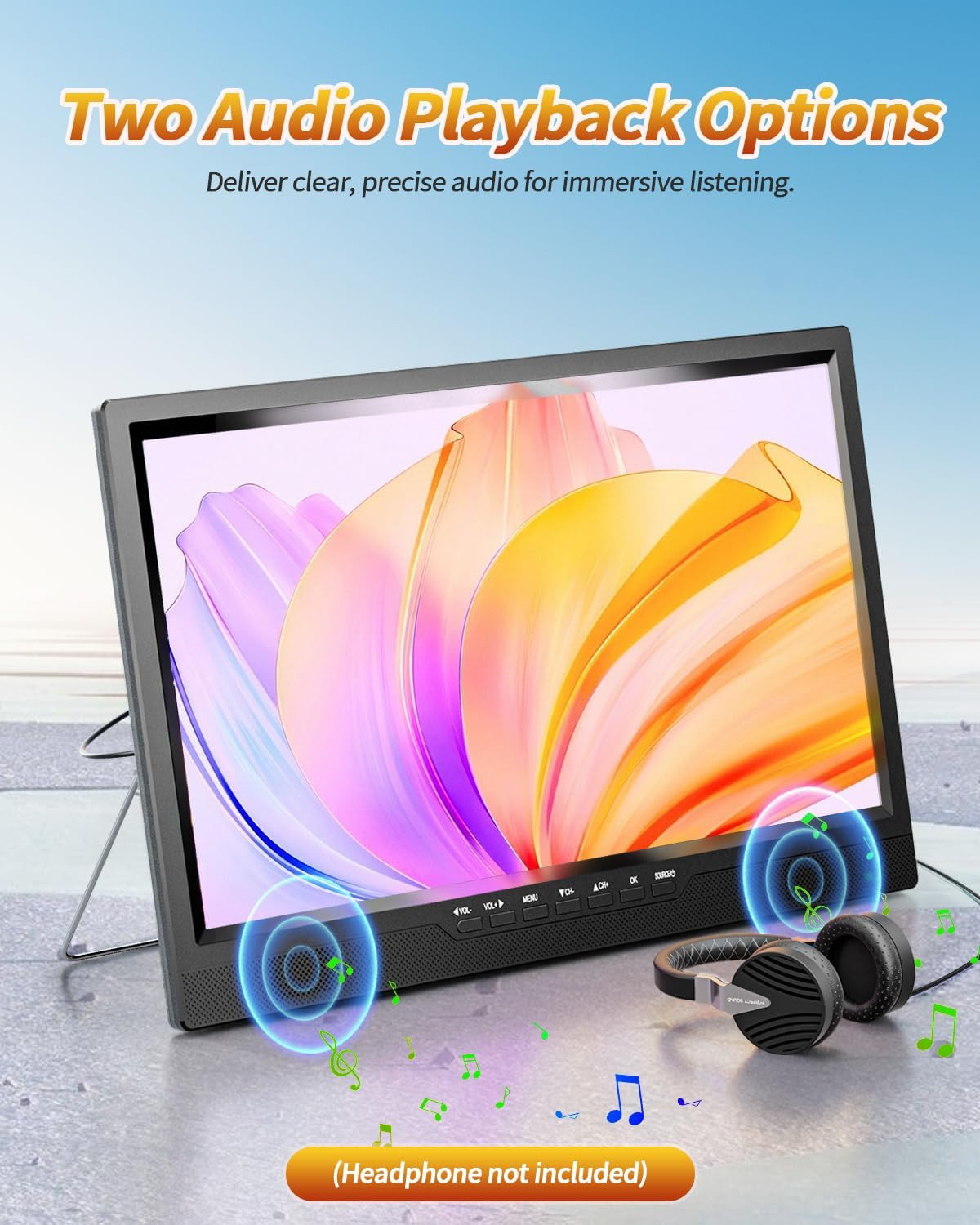 19.5″ HD Portable TV with Antenna, 8000Mah Built-In Powered Operated TV for Indo