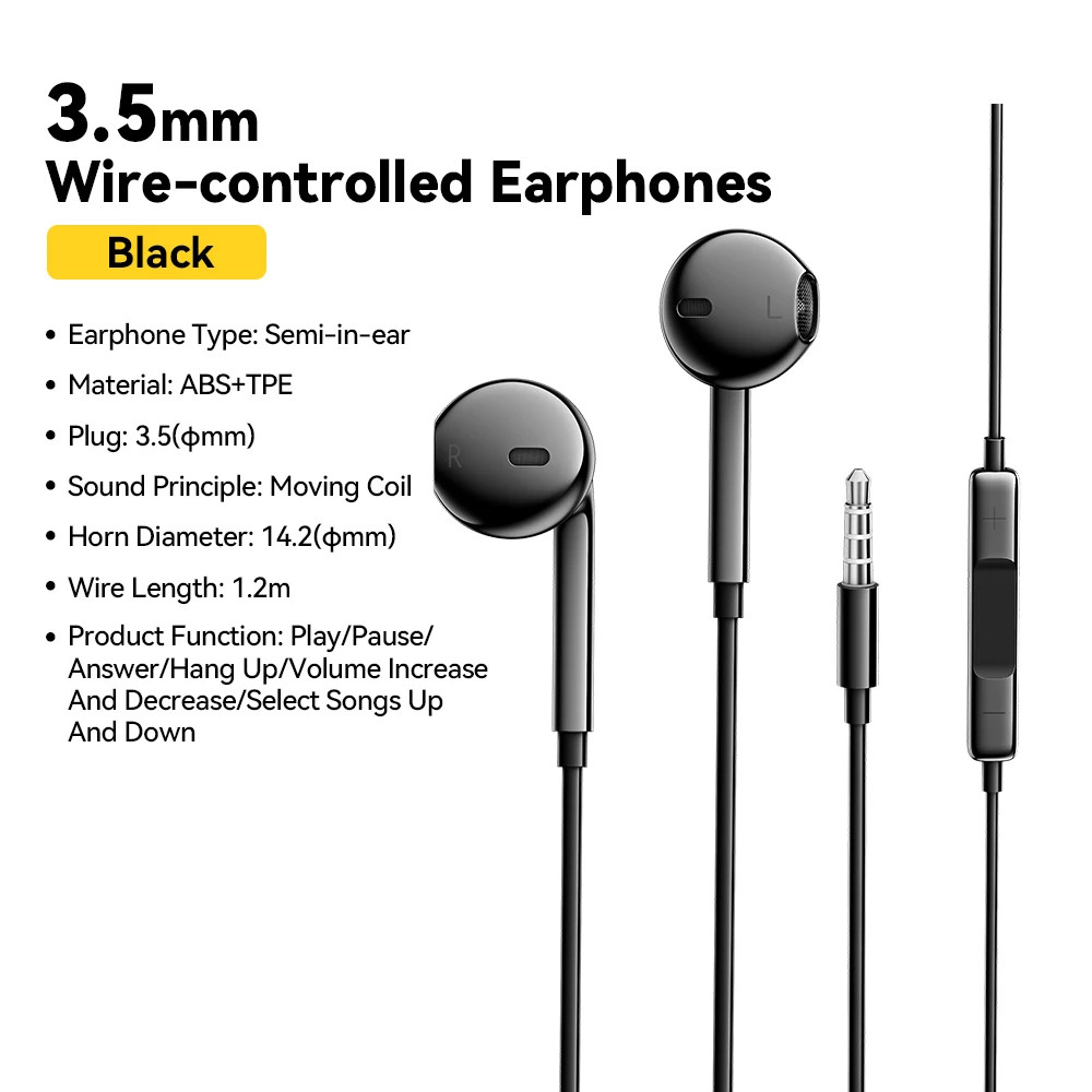 Essager 3.5mm Wired Headphones In Ear Headset Wired Earphones with Microphone St