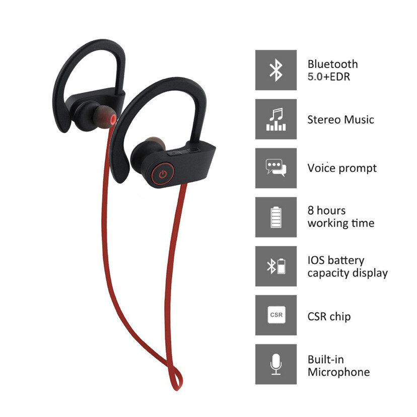 Waterproof Bluetooth 5.0 Earbuds Stereo Sport Wireless Headphones in Ear Headset