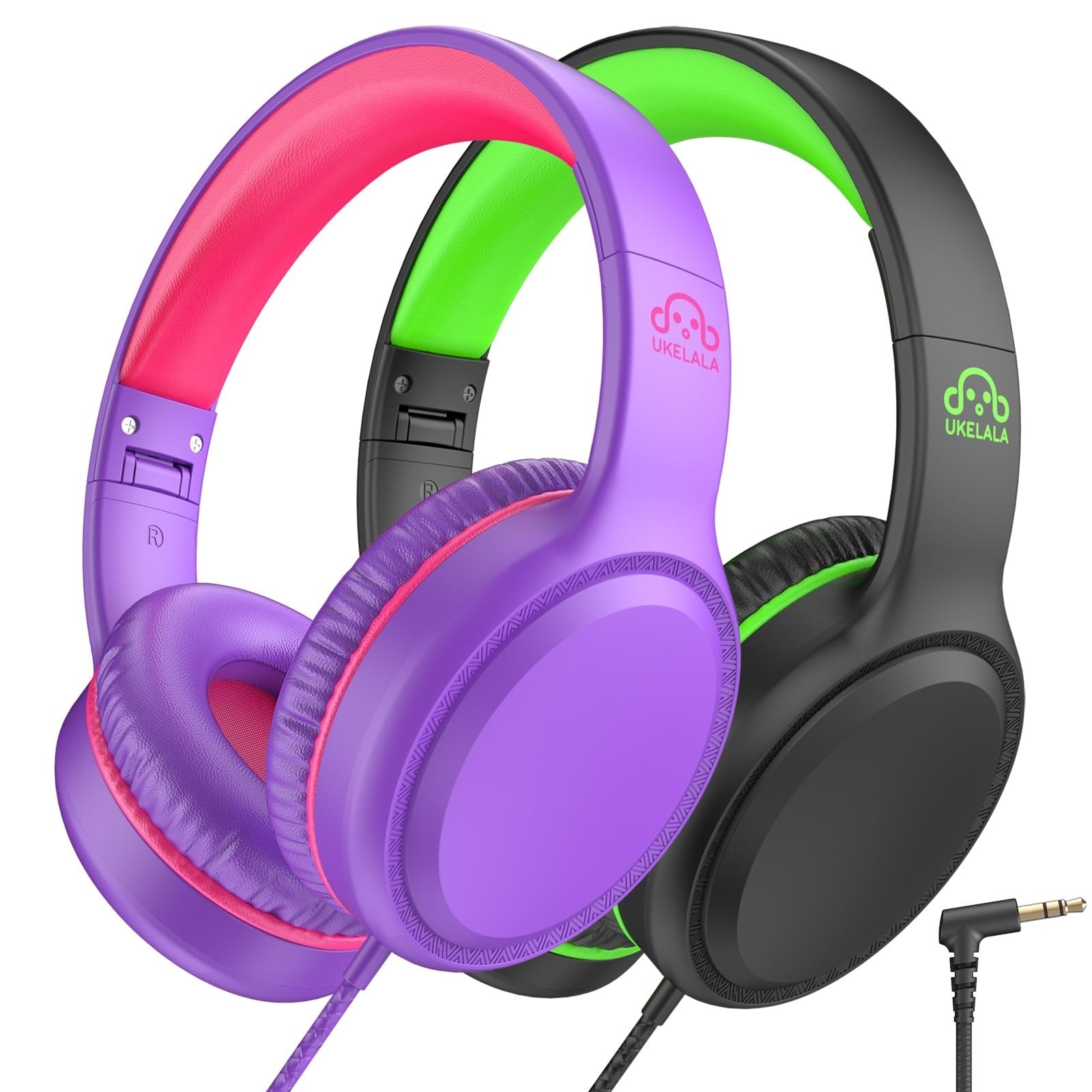 UKELALA U2 Green Wired Headphones for Kids & Adults – Lightweight & Portable
