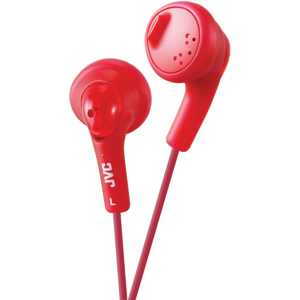 Red Wired Gumy Earbud Headphones Soft Rubber Tangle Free Bass Boosting Sound