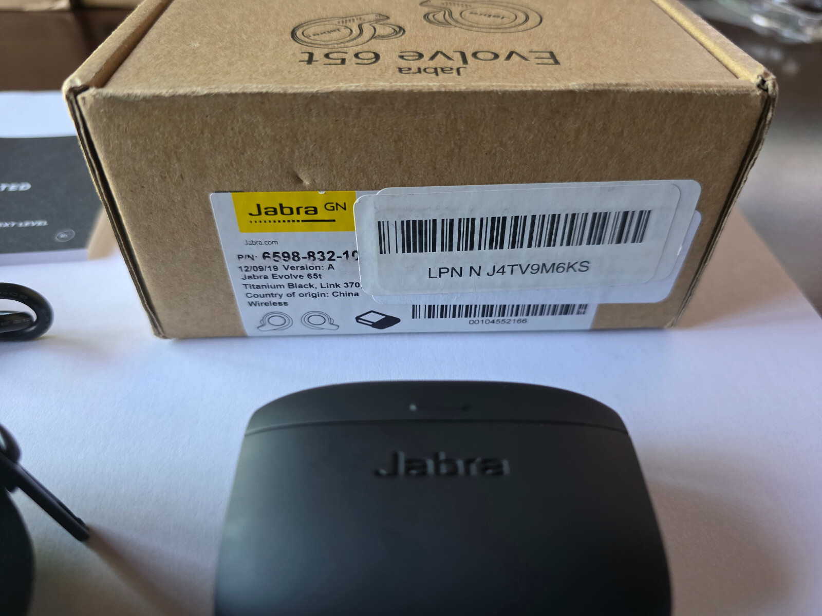 Unused OEM Titanium Black Jabra EVOLVE 65t UC Wireless Earbuds with Accessories