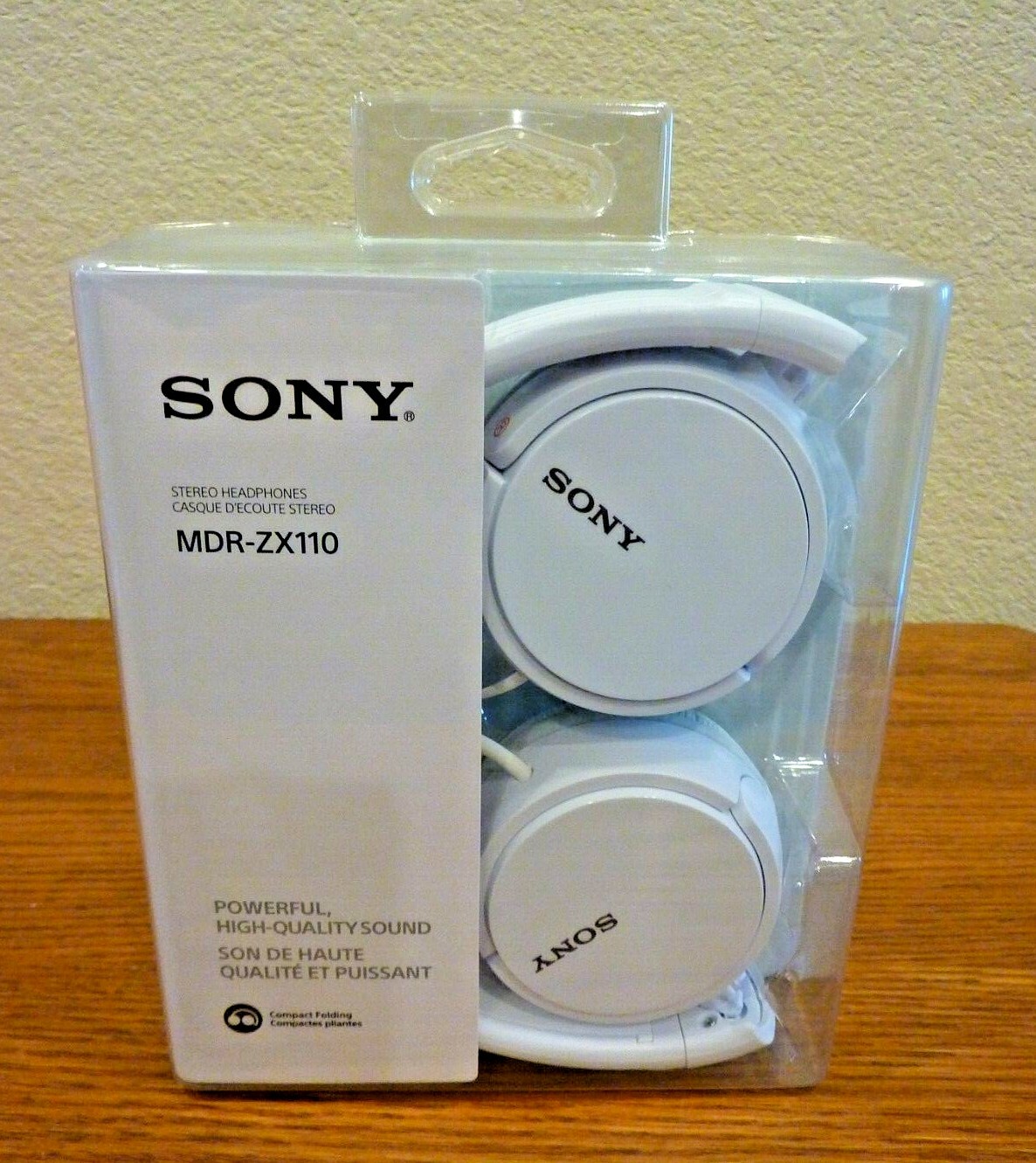 Sony Stereo Headphones MDR-ZX110 White Compact Folding Cable 1.2m Sealed NIP