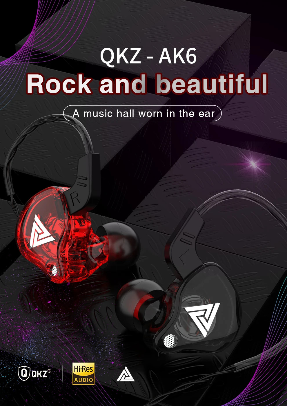 Original QKZ AK6 In Ear Earphone 6 Dynamic Driver Unit Headphone With Mic Stereo