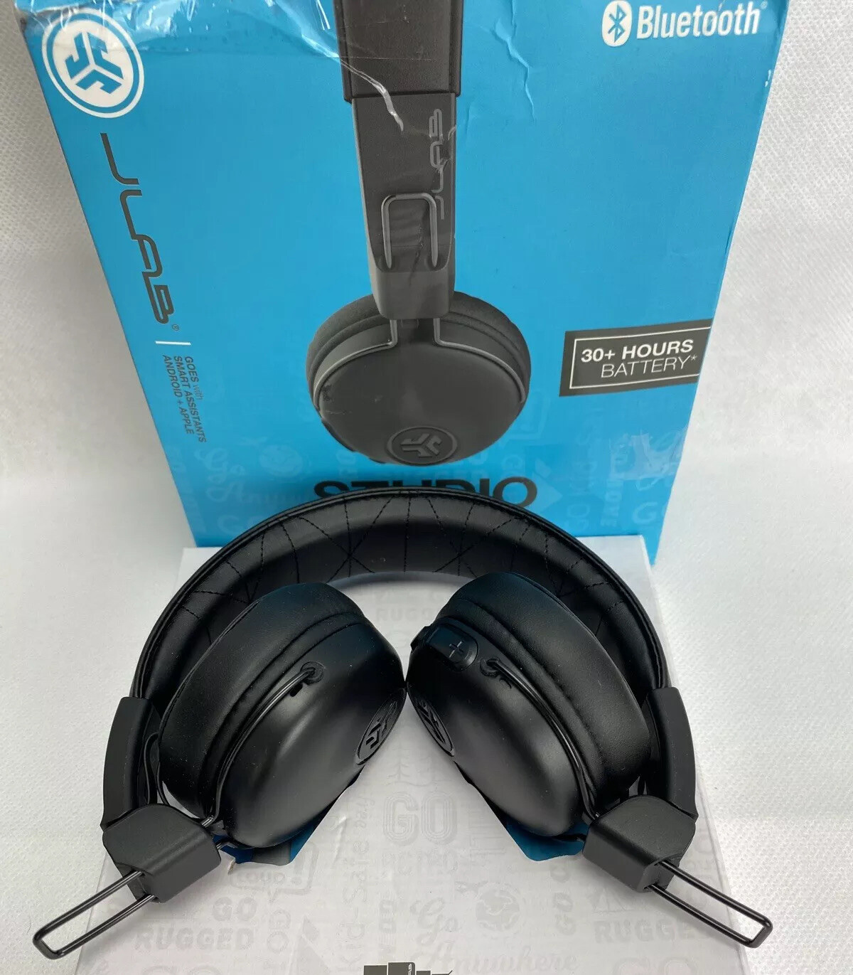 JLab Studio Wireless On-Ear Headphones Black 30+ Hours Battery New Open Box