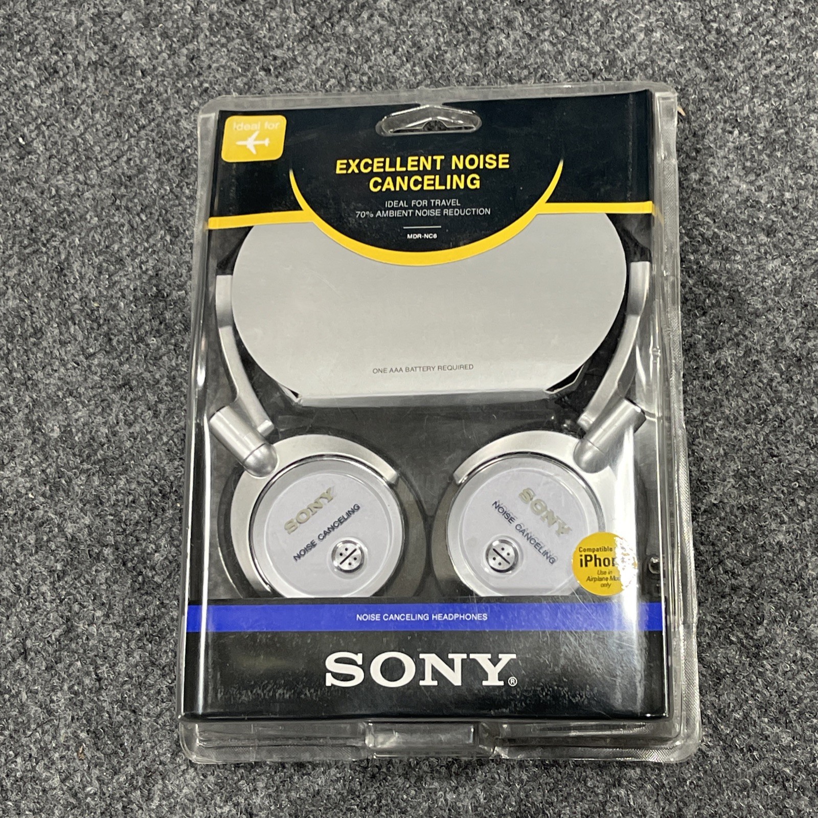 SONY MDR-NC6 NOISE CANCELLING PORTABLE AUDIO HEADPHONES SILVER 2007 NEW SEALED