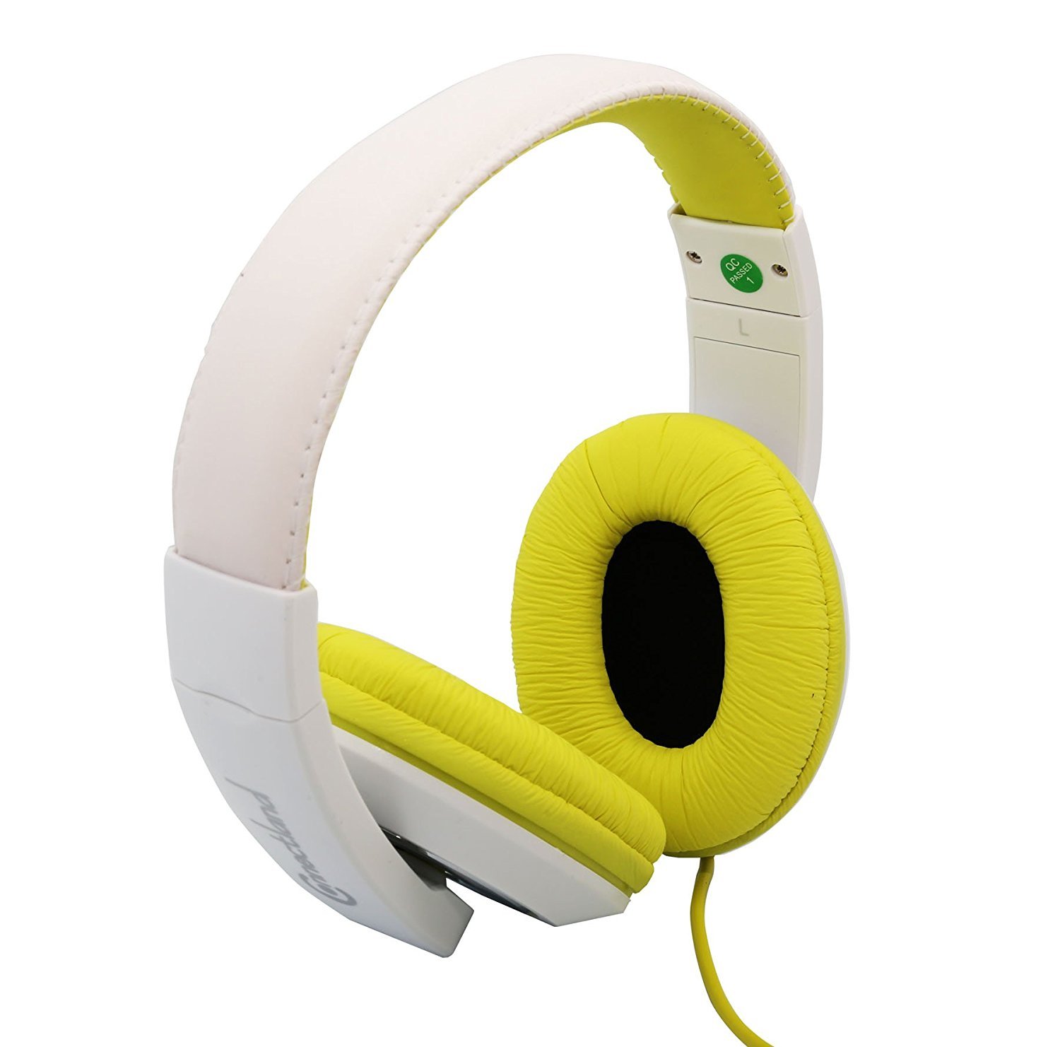 White/Yellow Stereo Headphone w/ 40mm Speaker at 20Hz – 20kHz, Over Head, On Ear
