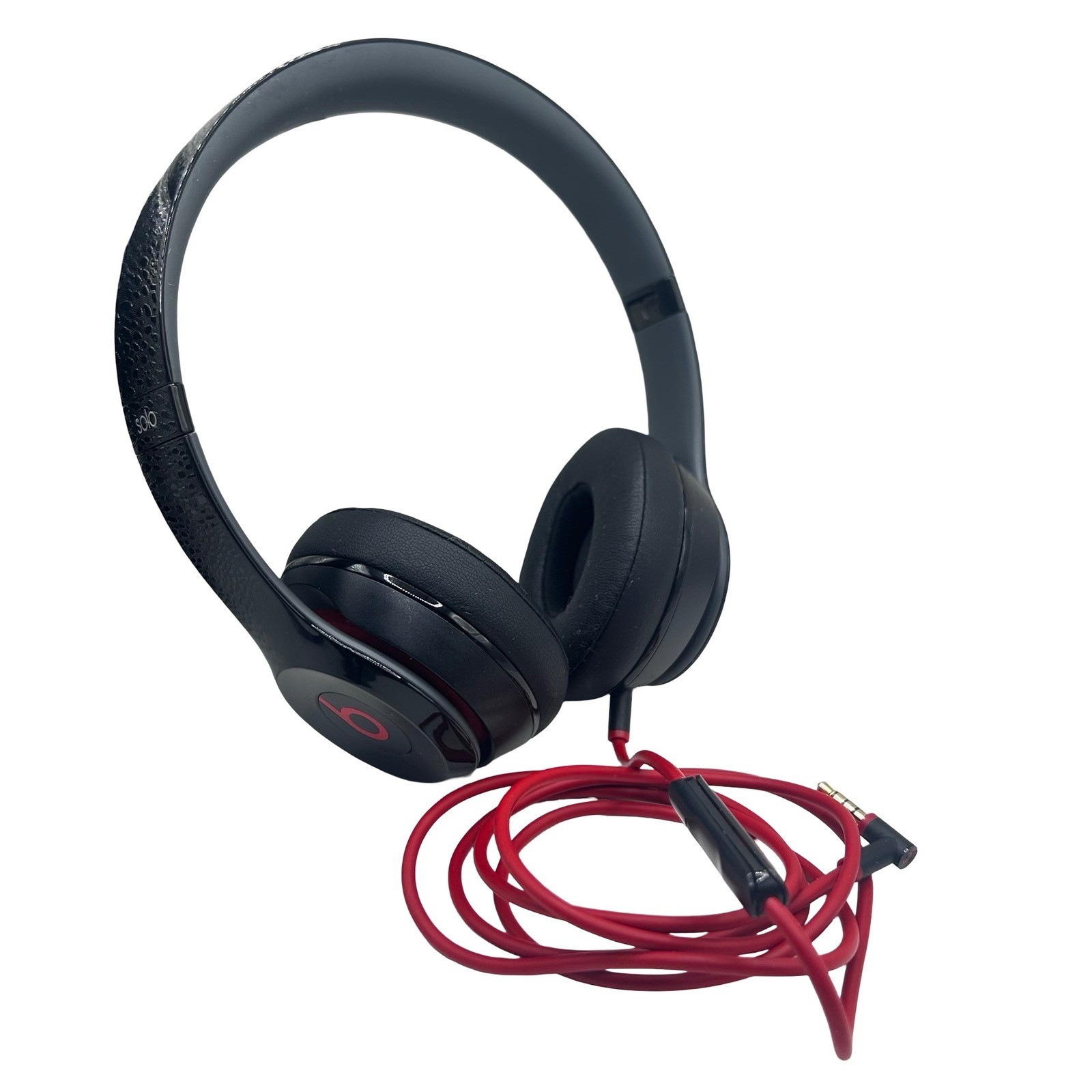 Beats by Dre Solo HD Wired On-Ear Headphones Gloss Black with Red Cable Case
