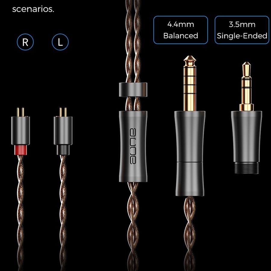 Aune AC45 Stereo 3.5mm/4.4mm Clip-on Hifi Earphones Interchangeable Cable