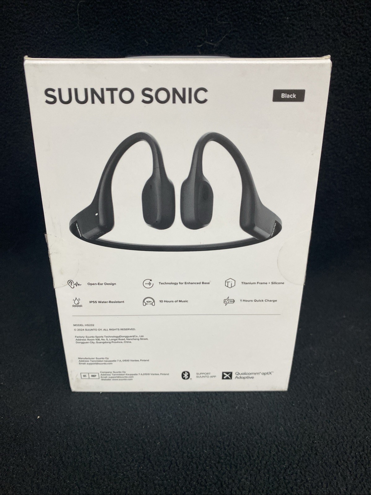 NEW! Suunto Sonic Black Open-Ear Bone Conduction Lightweight Sport Headphones
