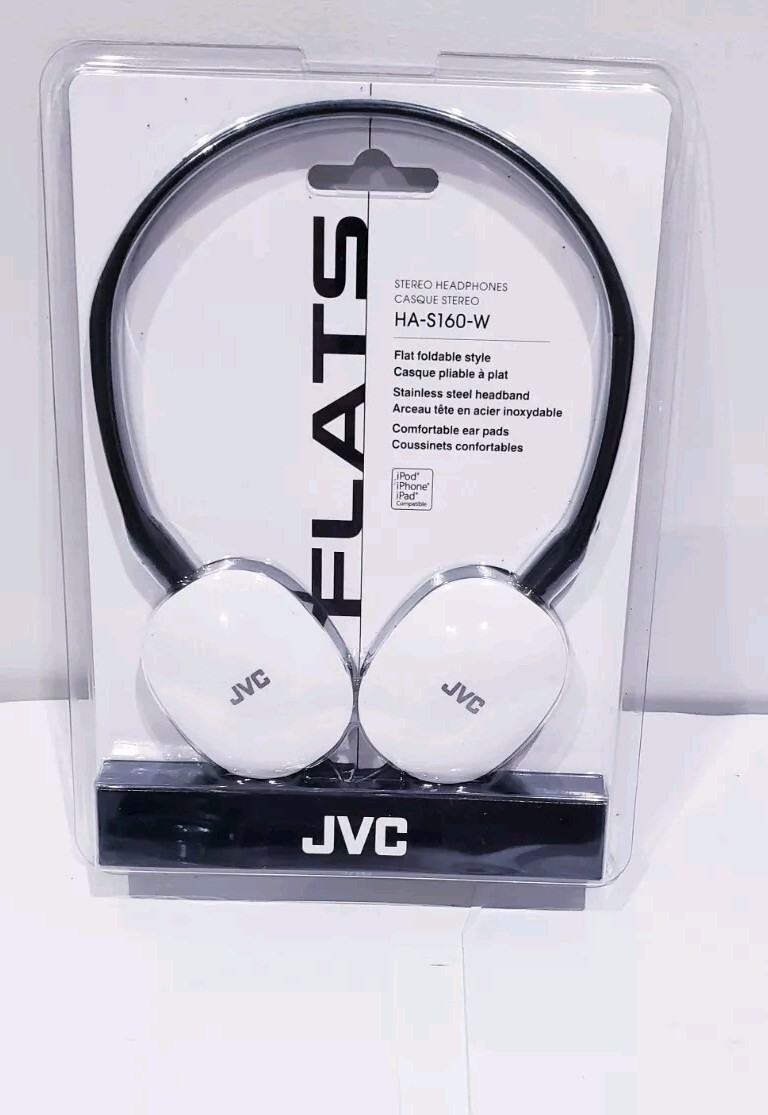 JVC Flats Lightweight On-Ear Headphones HA-S160-W – NEW