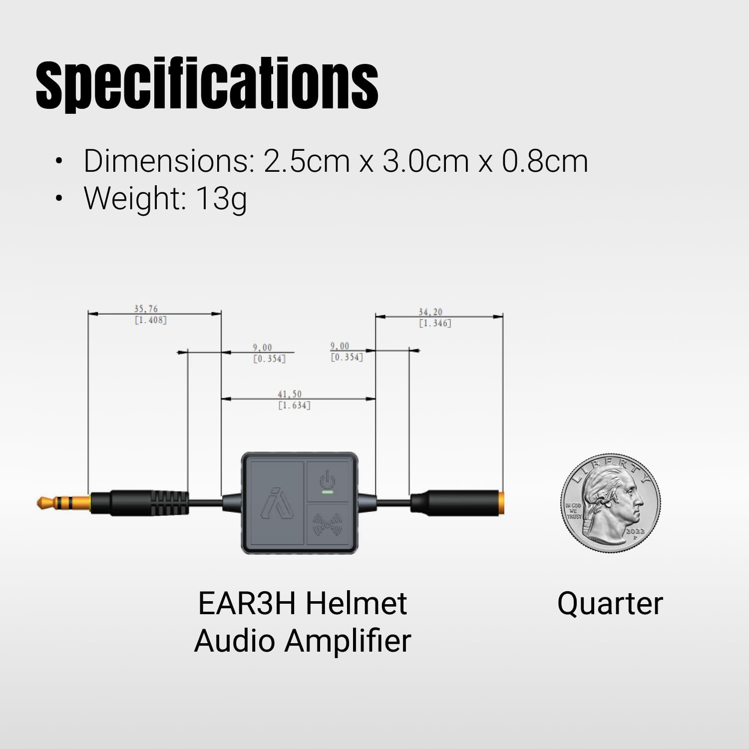 IASUS EAR3H-MK2 Helmet Audio Amplifier 12Db Volume Boost – 3.5Mm Input and Outpu