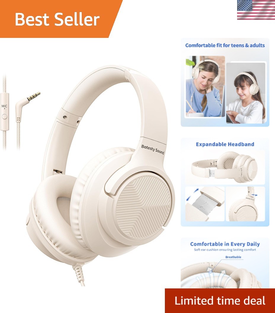 Modern Foldable Wired Headphones with Mic – Tangle-Free for Travel & Study