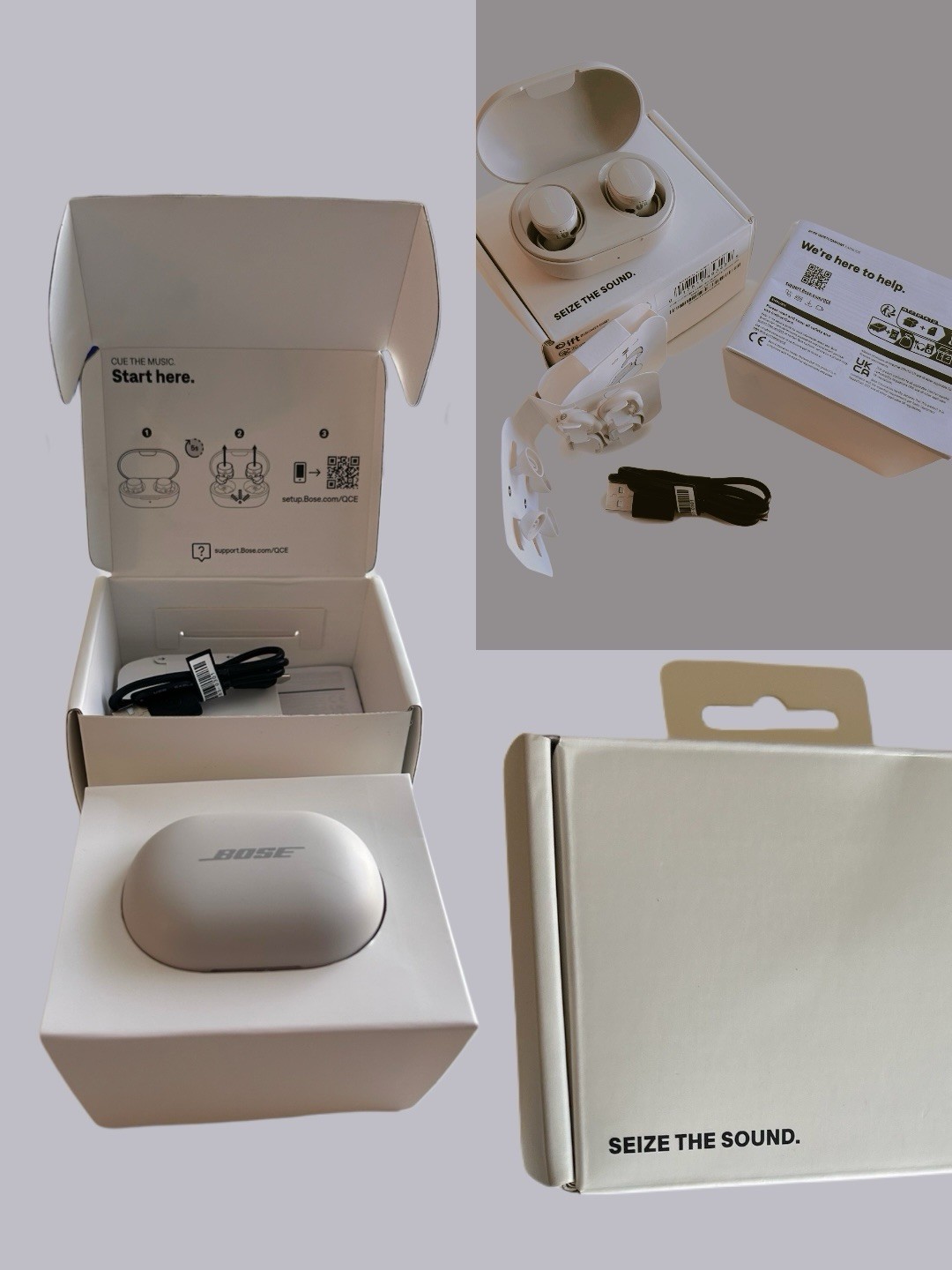 Bose Quiet Comfort Ultra Noise Canceling InEar Buds w/case-White Smoke〰️Open Box