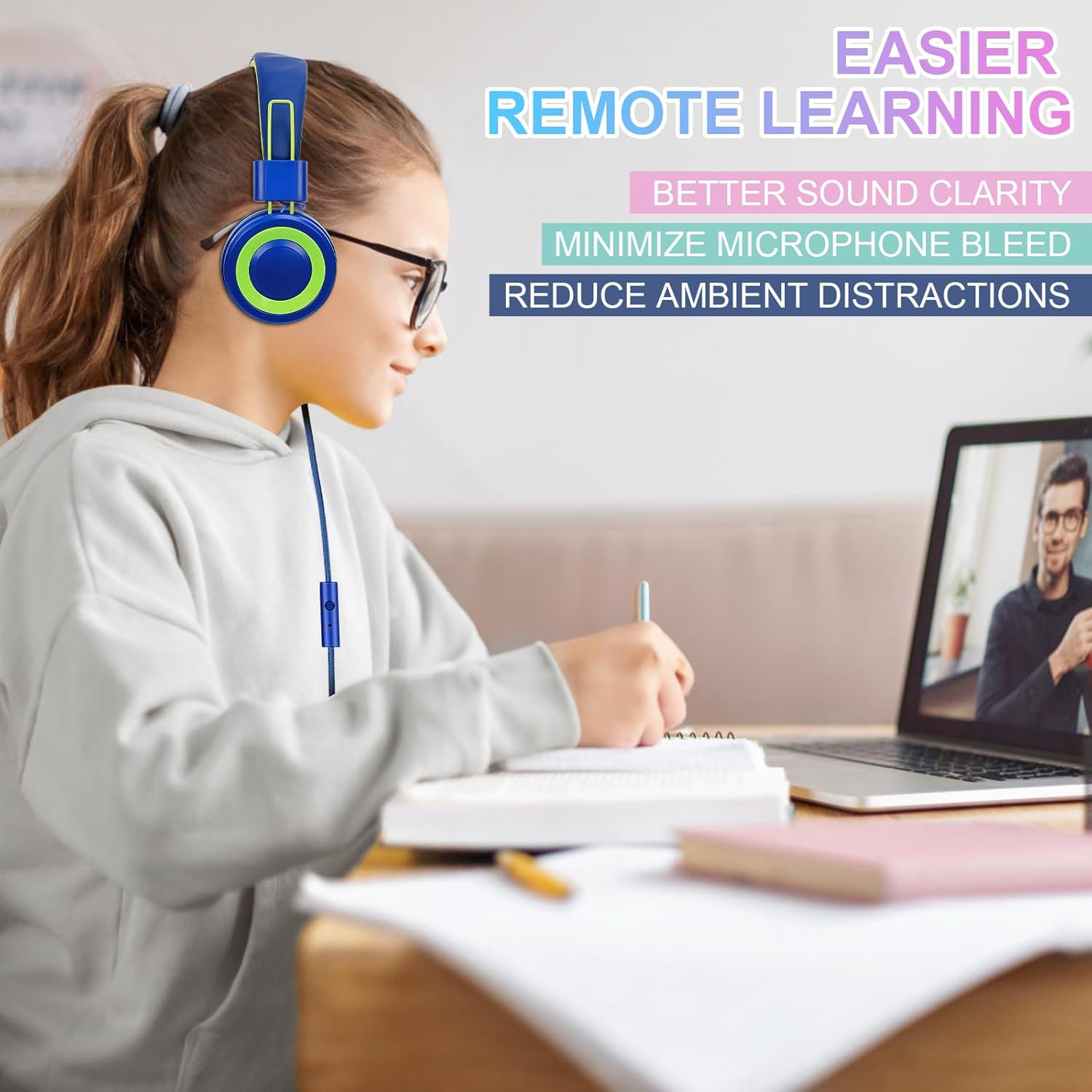 10 Pack Classroom Headphones Bulk for K-12 School Kids, Class Set Headphones for
