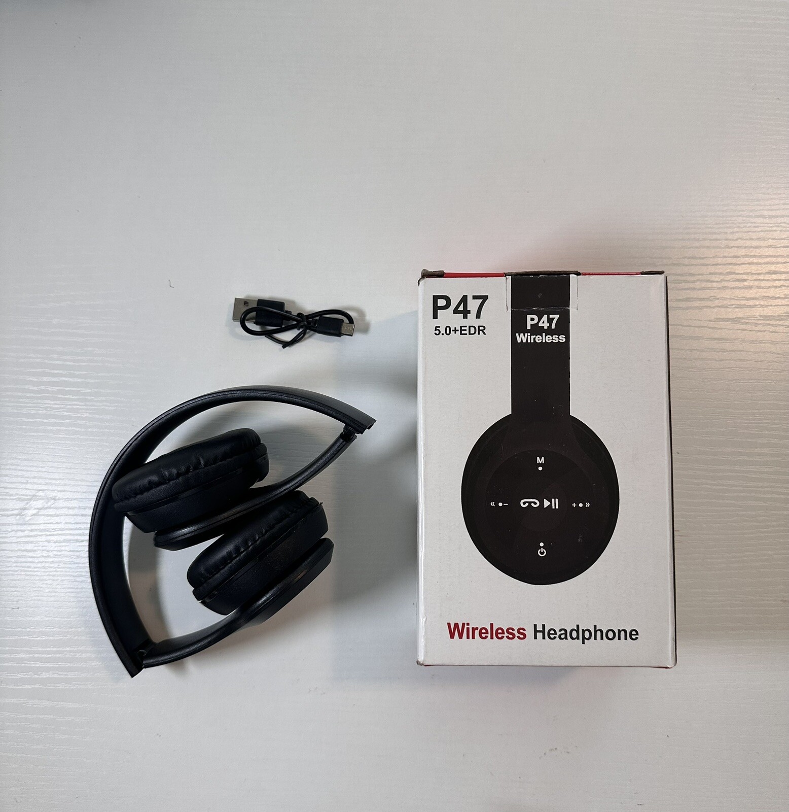 Stereo P47 Bluetooth 5.0 Wireless Headset Foldable Sport Gaming Headphones Black