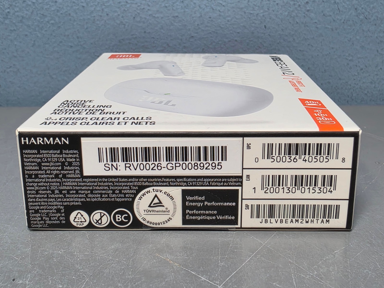 JBL Vibe Beam 2 – Active Noise Cancelling – 40 Hour Battery – New & Sealed