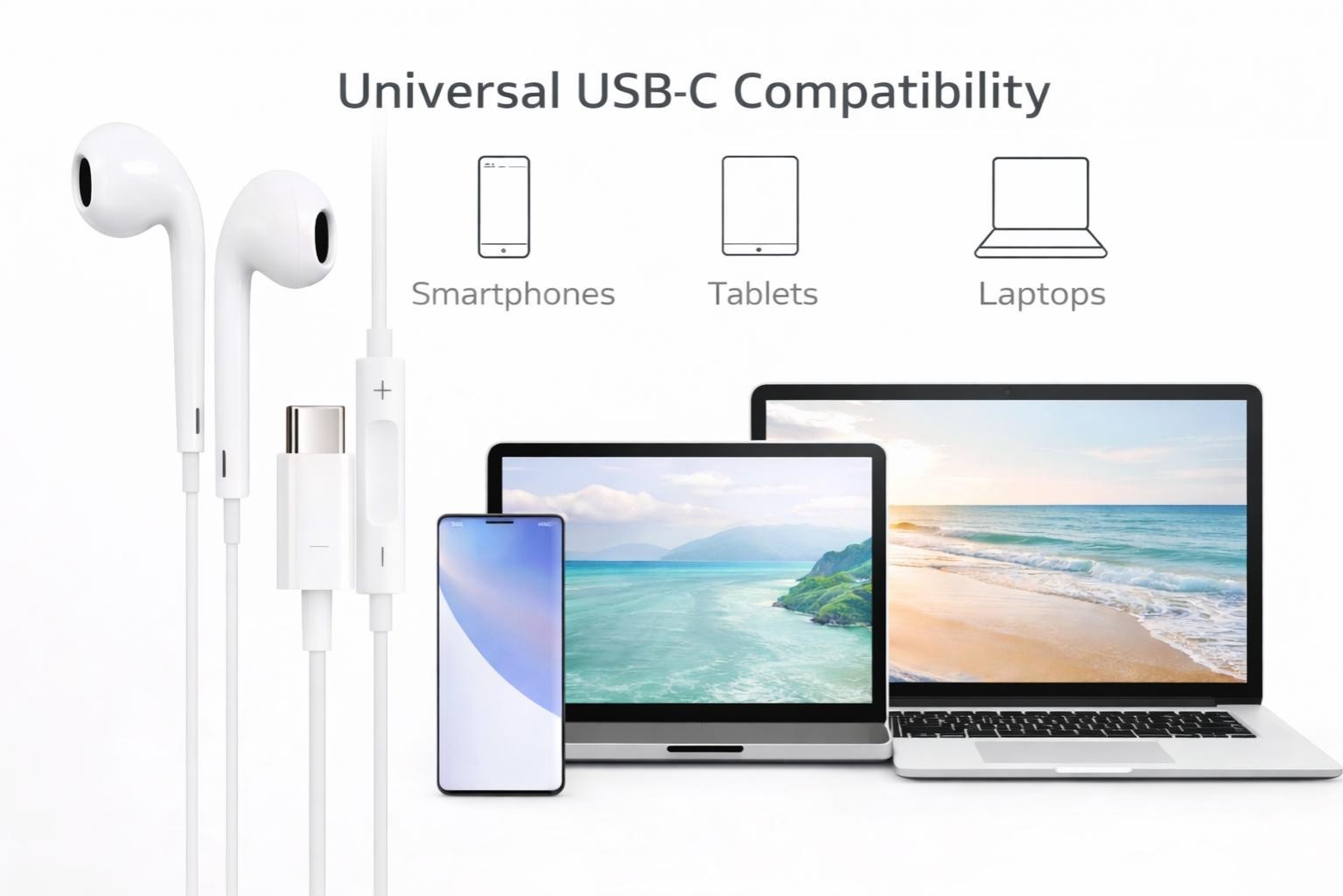 Wired USB-C Headphones Apple, Samsung, and many more