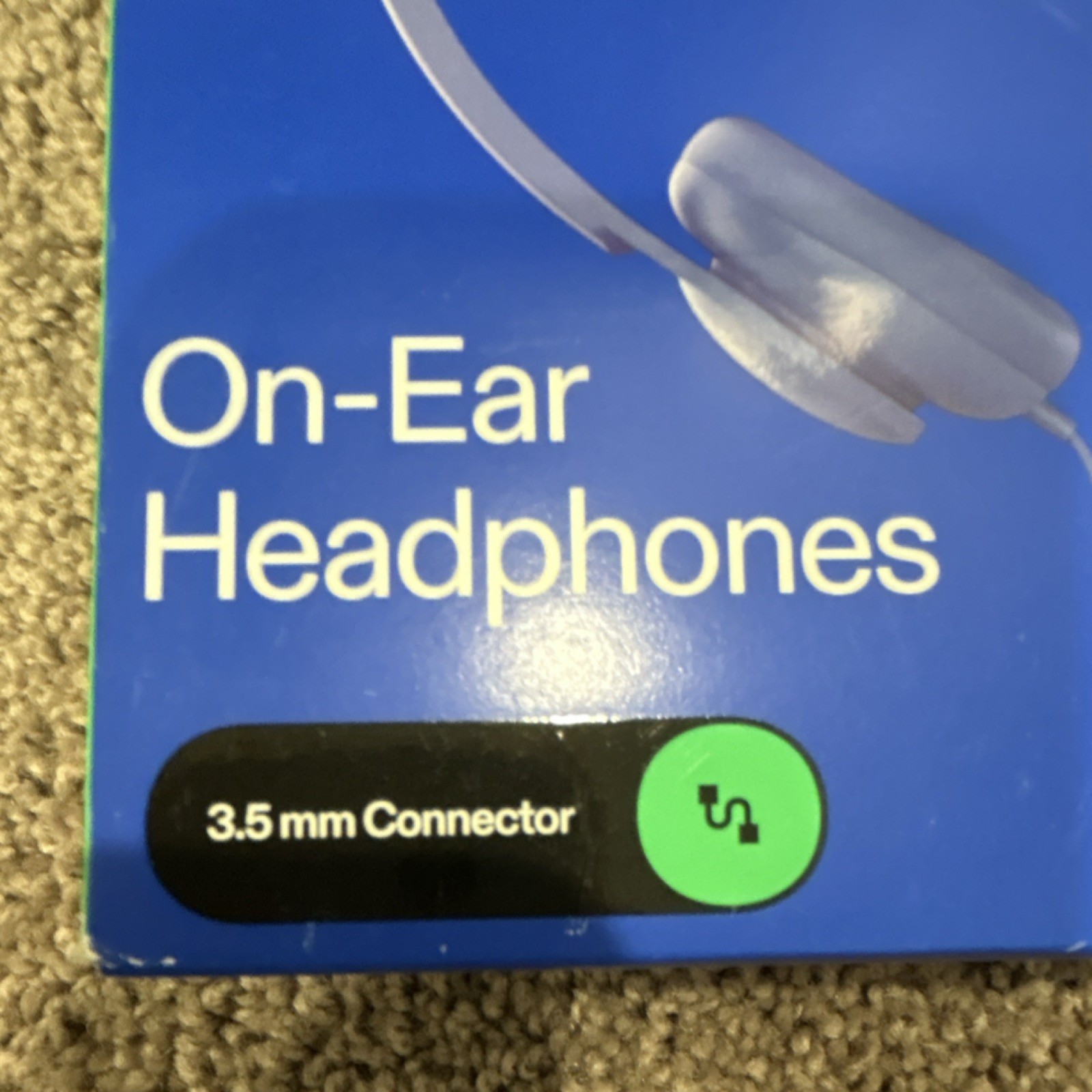 onn. On-Ear Headphones Blue 3.5mm Jack Adjustable Headband Lightweight 3.94ft