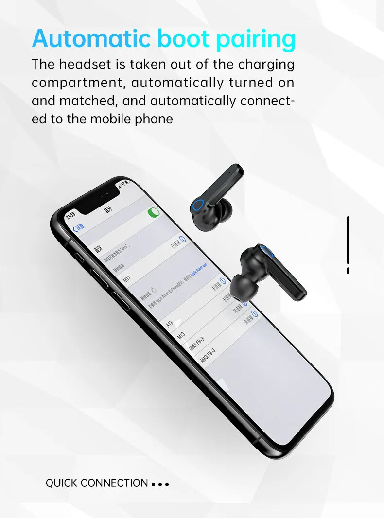 New Bluetooth Wireless Headphones Fast Charging Case Sleak LED Power Indicator