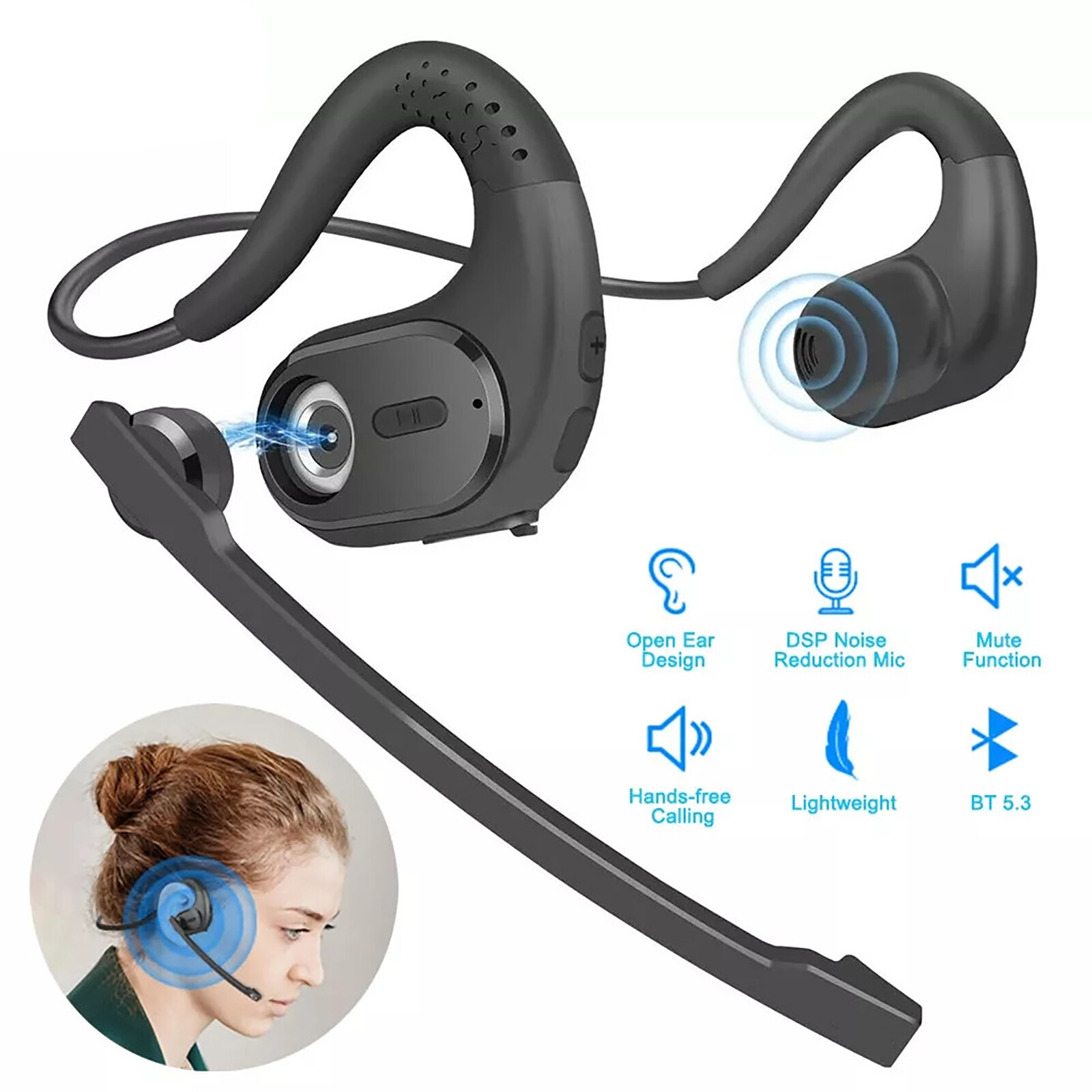 Bluetooth 5.3 Wireless Headset Air Conduction Open Ear Sport Headphones