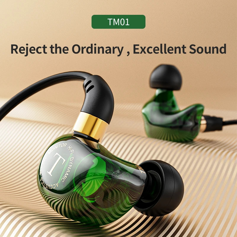 TM-01 3.5Mm Wired Headphones Double Driver Hifi Earphone Bass Stereo Headphone H