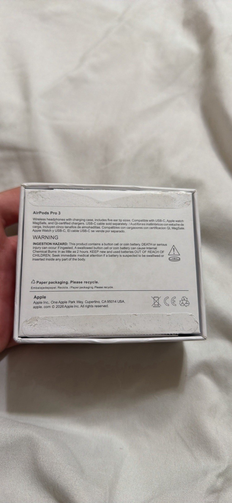 Apple AirPods Pro 3 Wireless In-Ear Earbuds w/ Charging Case, ANC White