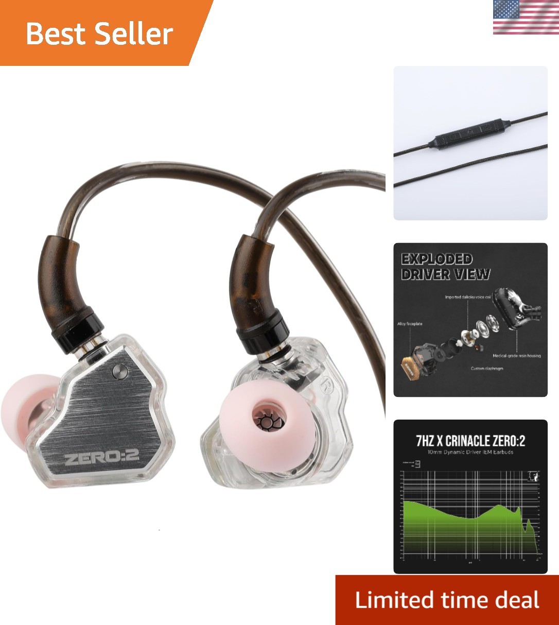 7Hz x Crinacle Zero:2 IEM: Enhanced Dynamic Driver & Sound Isolation, Silver