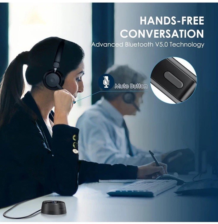New O/B Trucker / Business Wireless Bluetooth Headset W/ AI Noise Canceling Mic