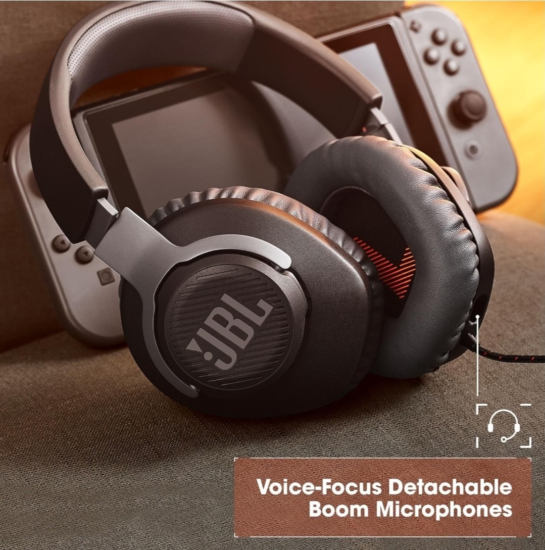 JBL Quantum 100 Wired Over-Ear Gaming Headphones – Black