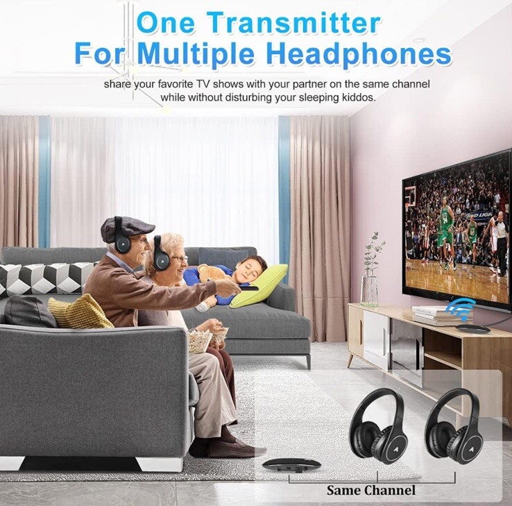 Wireless Headphones for TV Watching, Folding Over Ear Headphones with 2.4GHz …