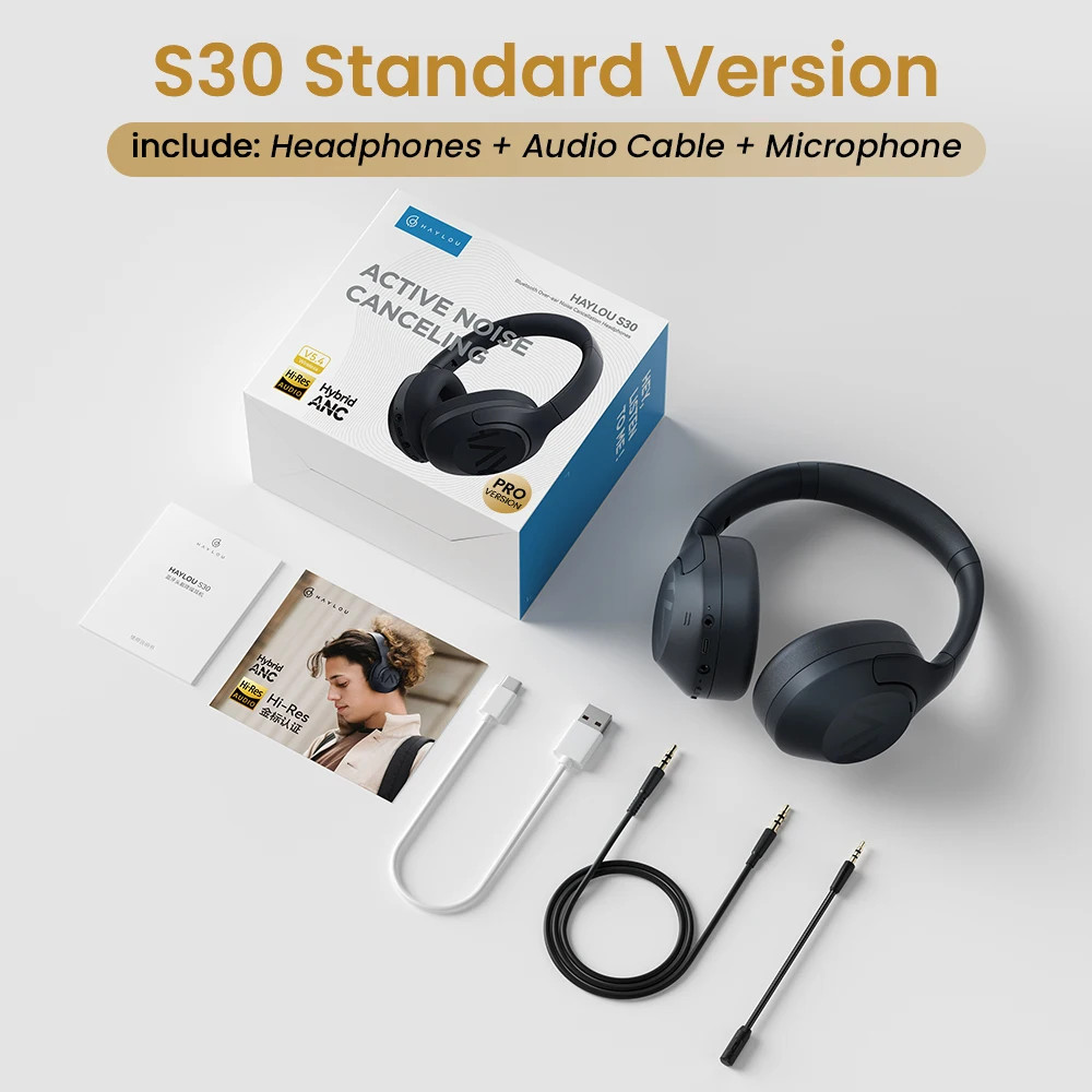 HAYLOU S30 ANC Wireless Headphones Bluetooth 5.4 Hi-Res 40mm 80H Playtime