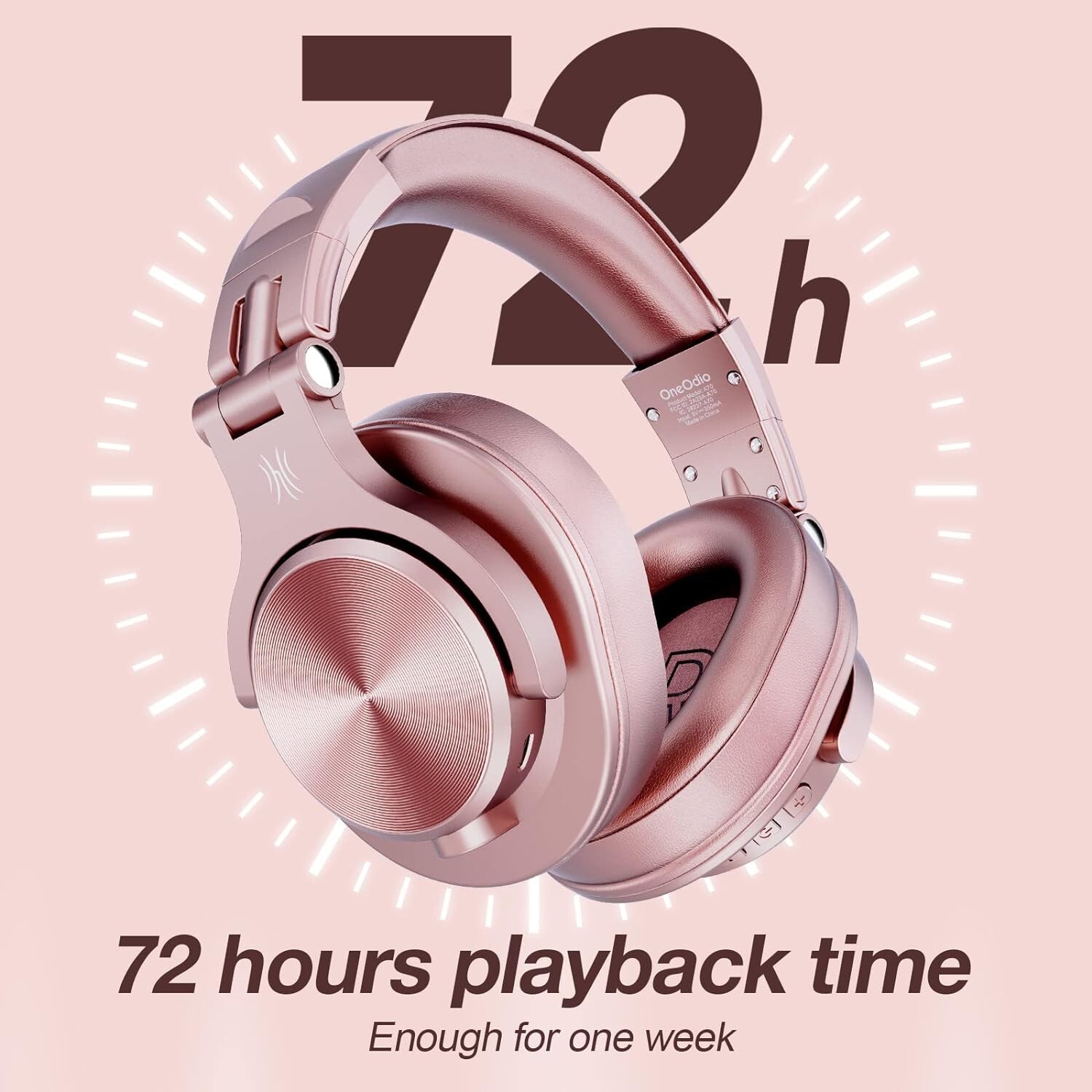 Genuine OneOdio A70 Bluetooth Over Ear Headphones Wireless/Wired 2in1 (Pink)