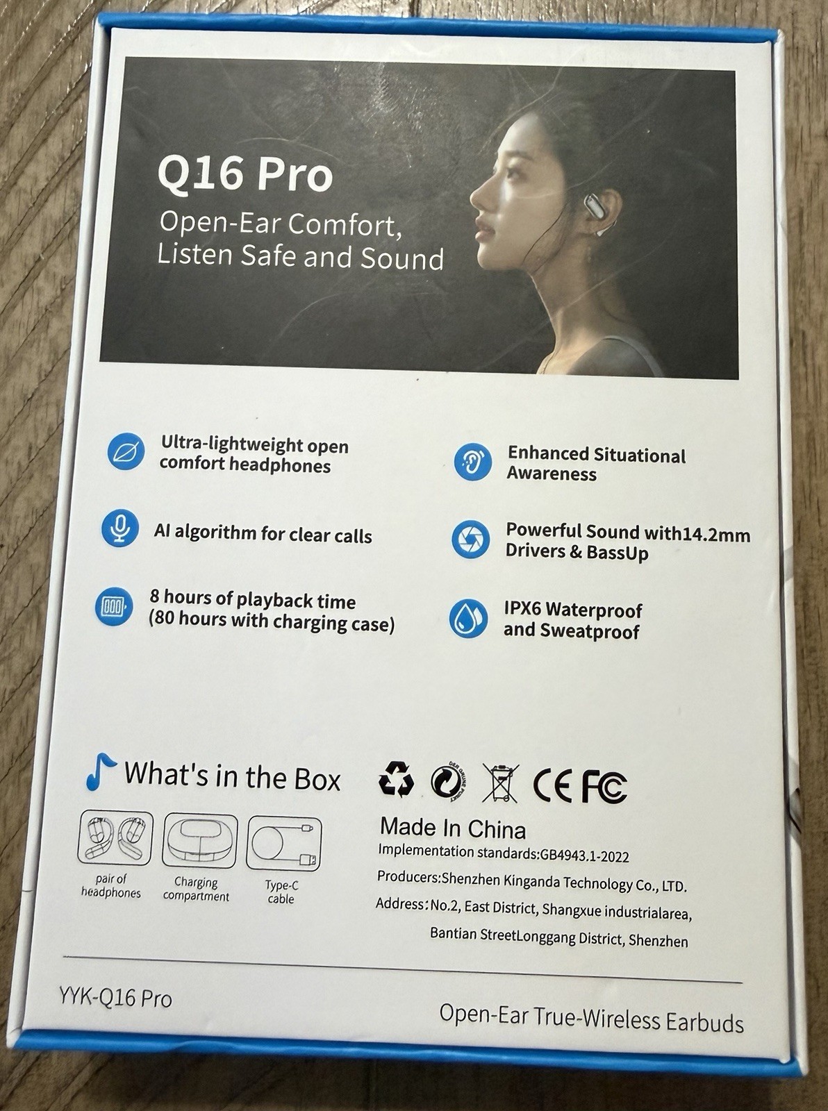 YYK-Q16 Pro LCD Open-Ear Wireless Earbuds | 80H Playback | IPX6