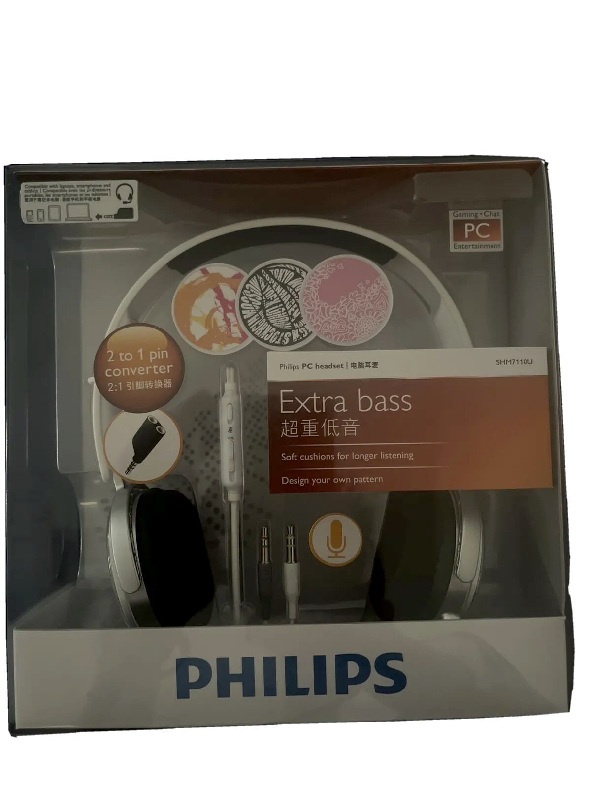 Philips Audio PC Headset Wired with Mic Extra Bass Gaming + Chat