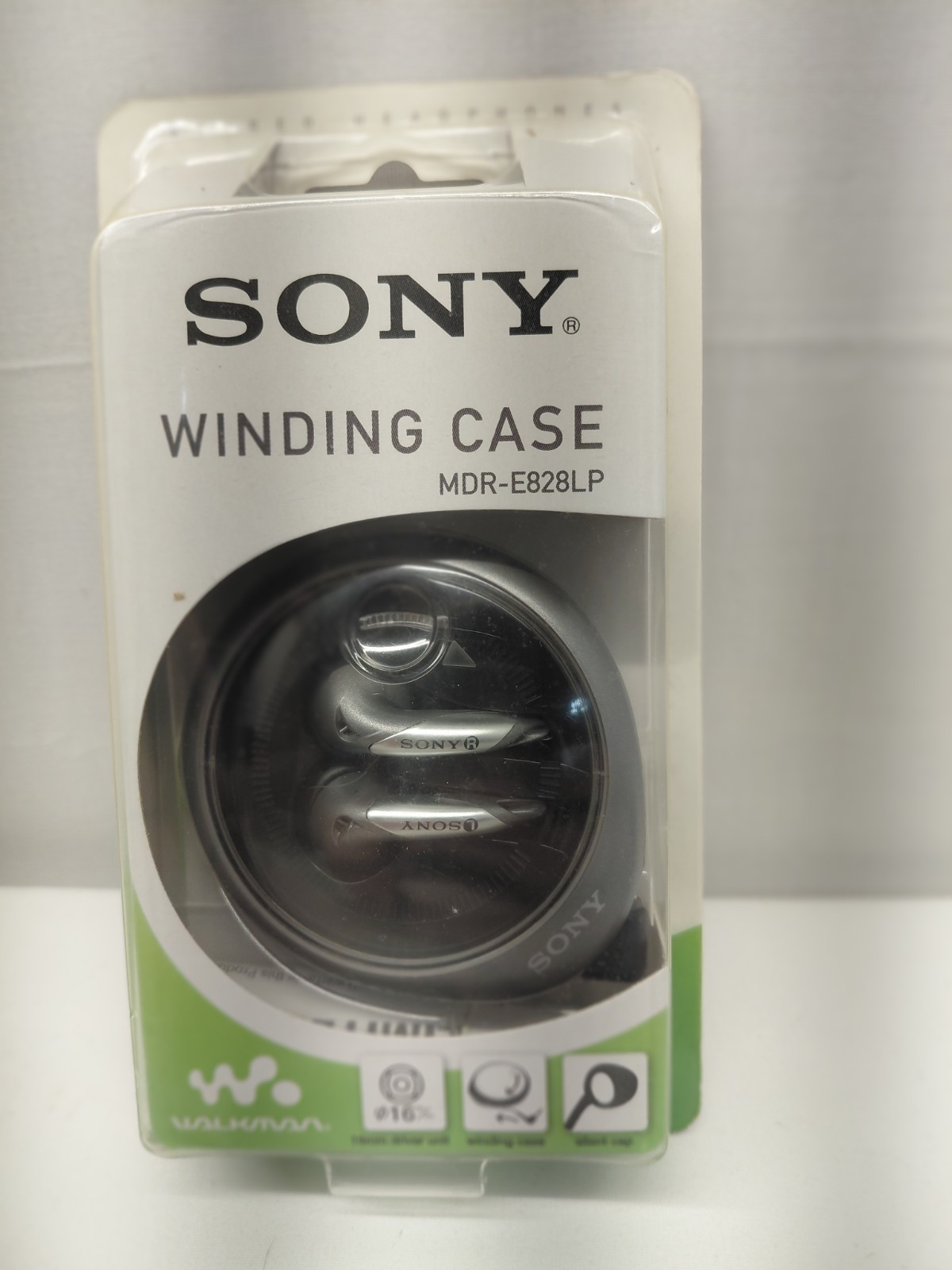 Vintage Sony Walkman MDR-E828LP Stereo Earbuds Gray with Winding Case New