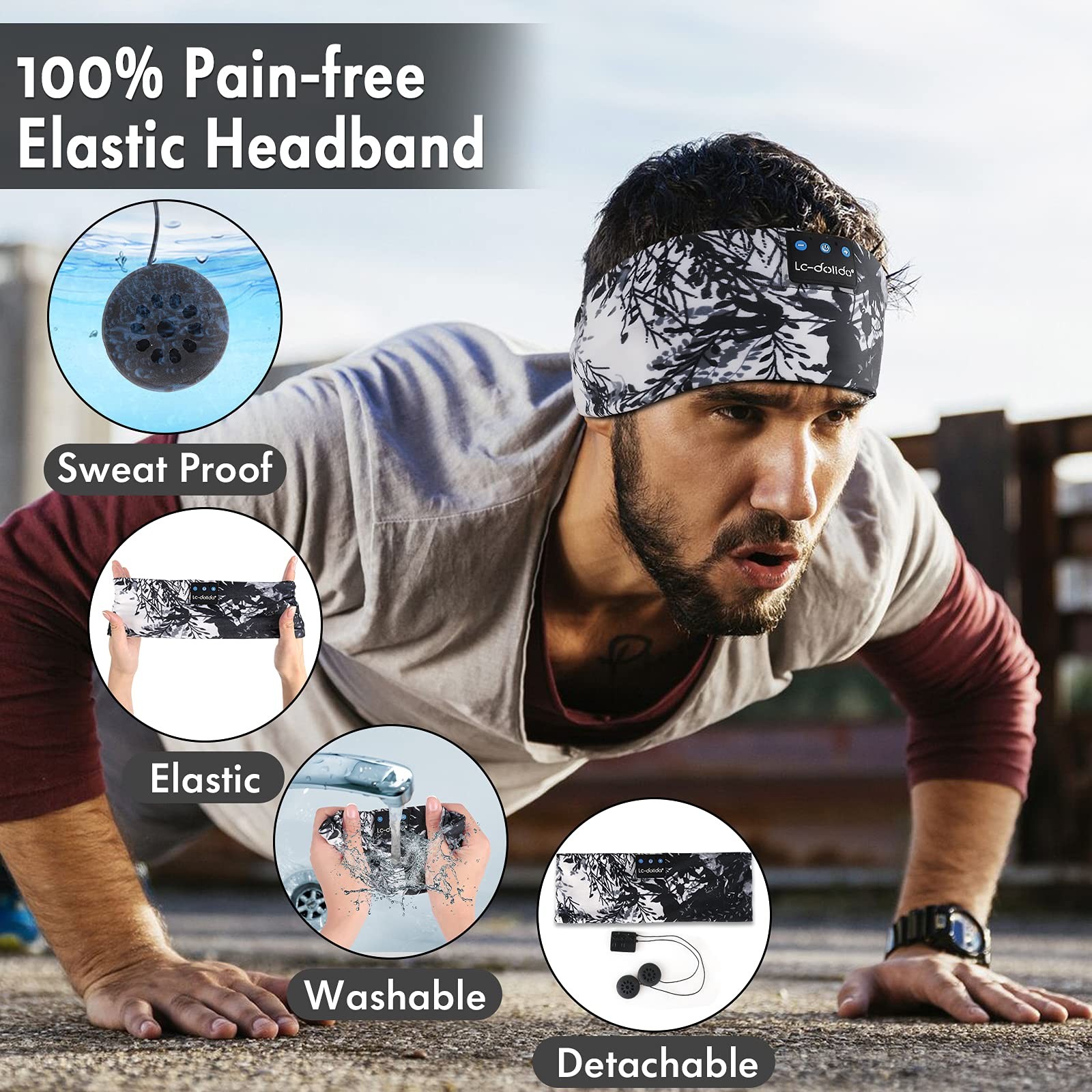 LC-dolida Sleep Headphones Bluetooth 5.4, 1 Count (Pack of 1), Ink Painting