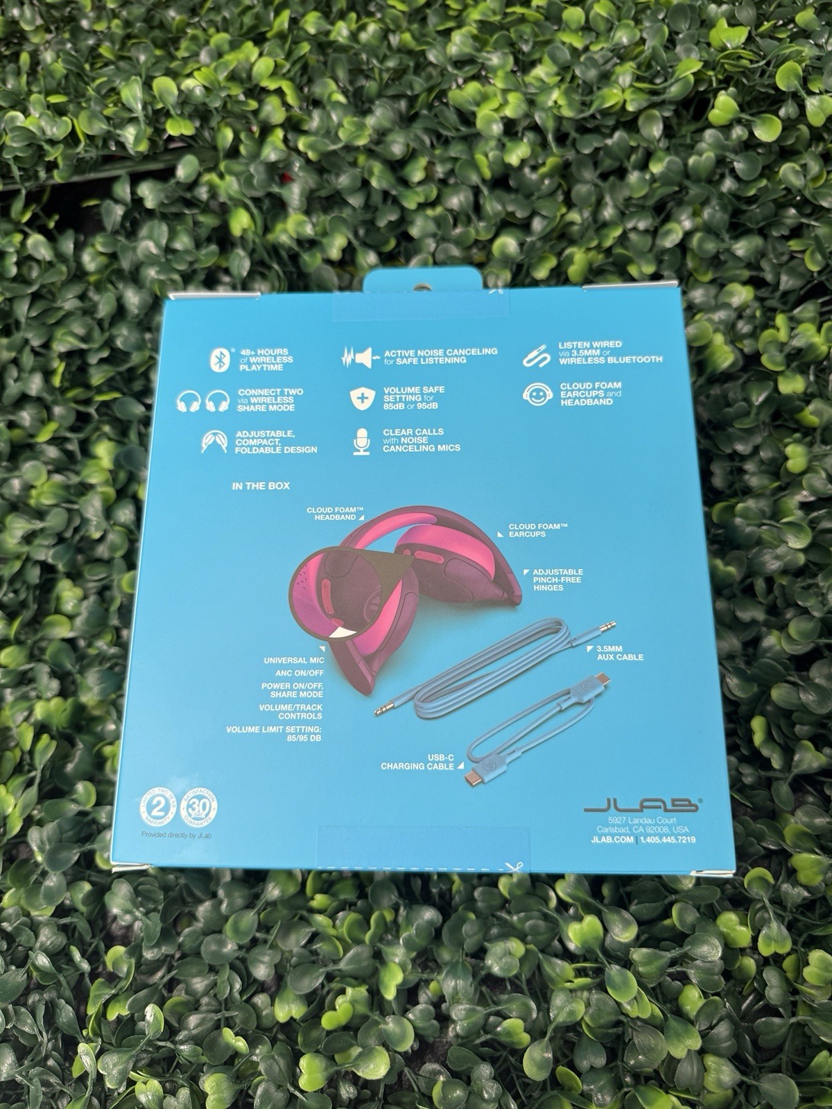 JLab JBuddies ANC 2 in 1 Wireless Wired Kids Headphones Purple/Pink Over-Ear