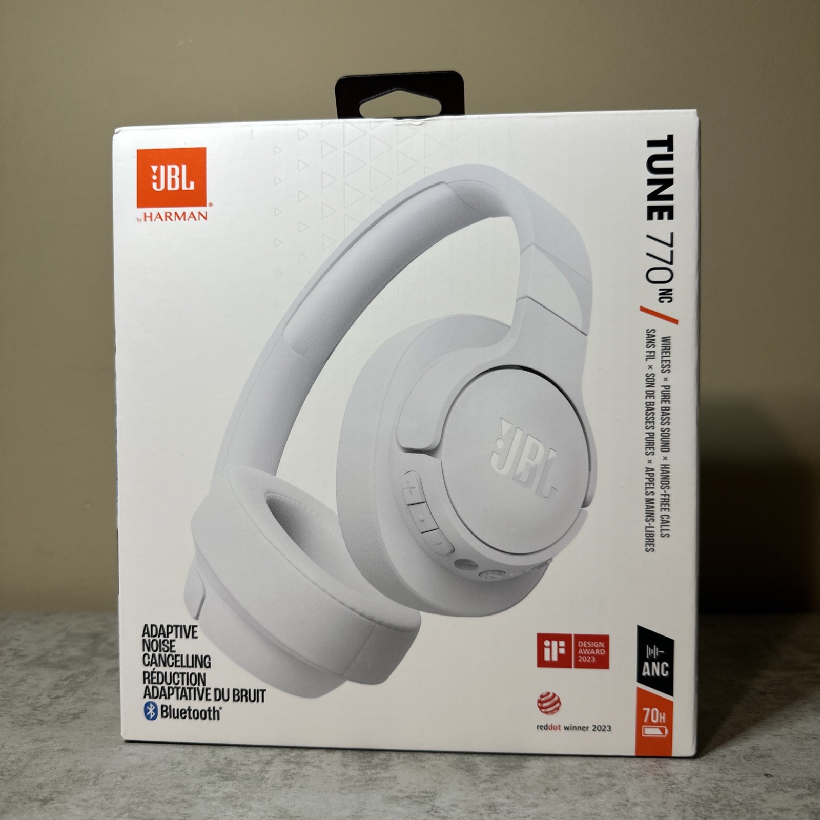 New JBL Tune 770NC Bluetooth Wireless Noise Cancelling Over-Ear Headphones White
