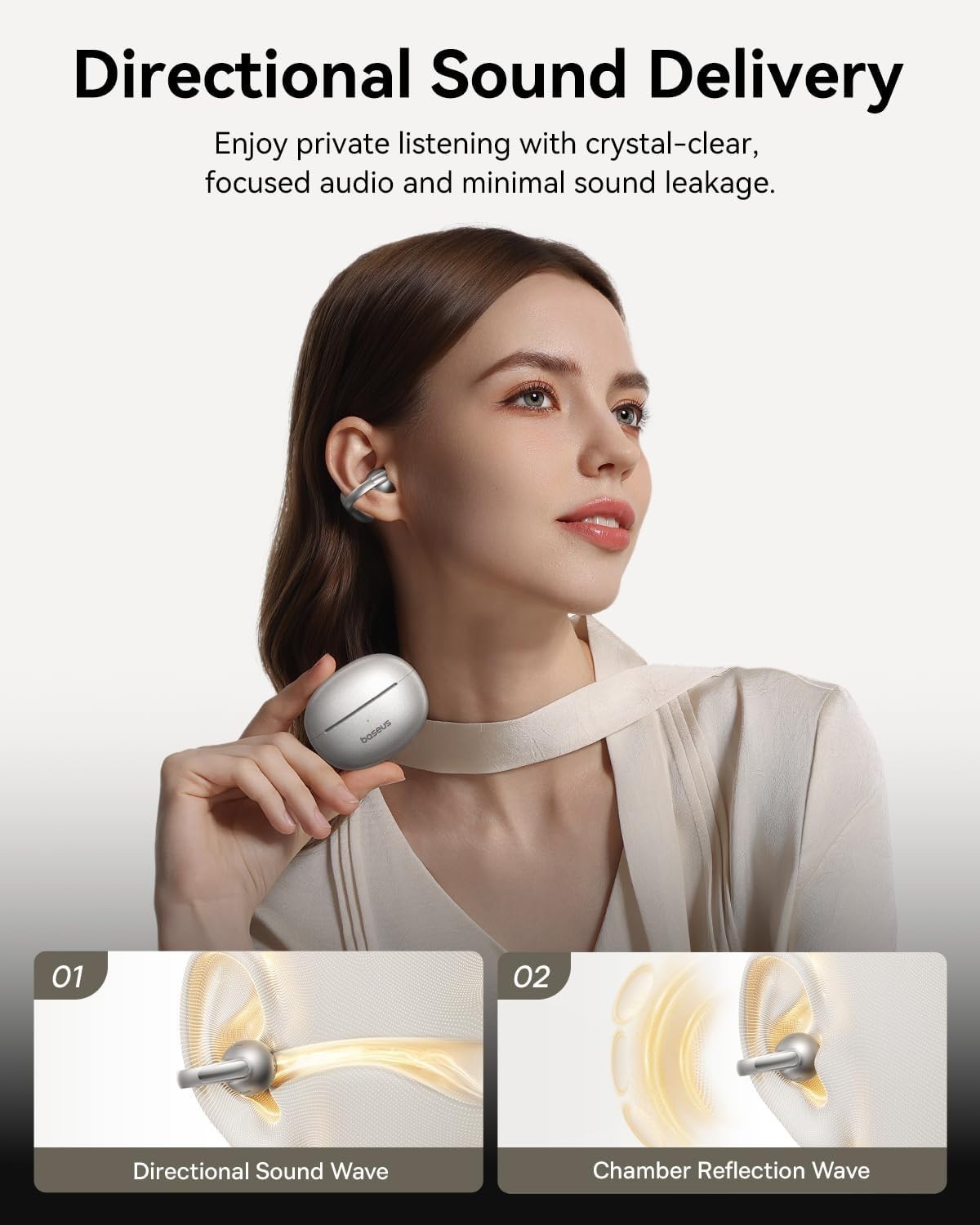Baseus Bowie MC1 Pro Open Ear Clip-On Headphones, Hi-Res LDAC & HiFi4