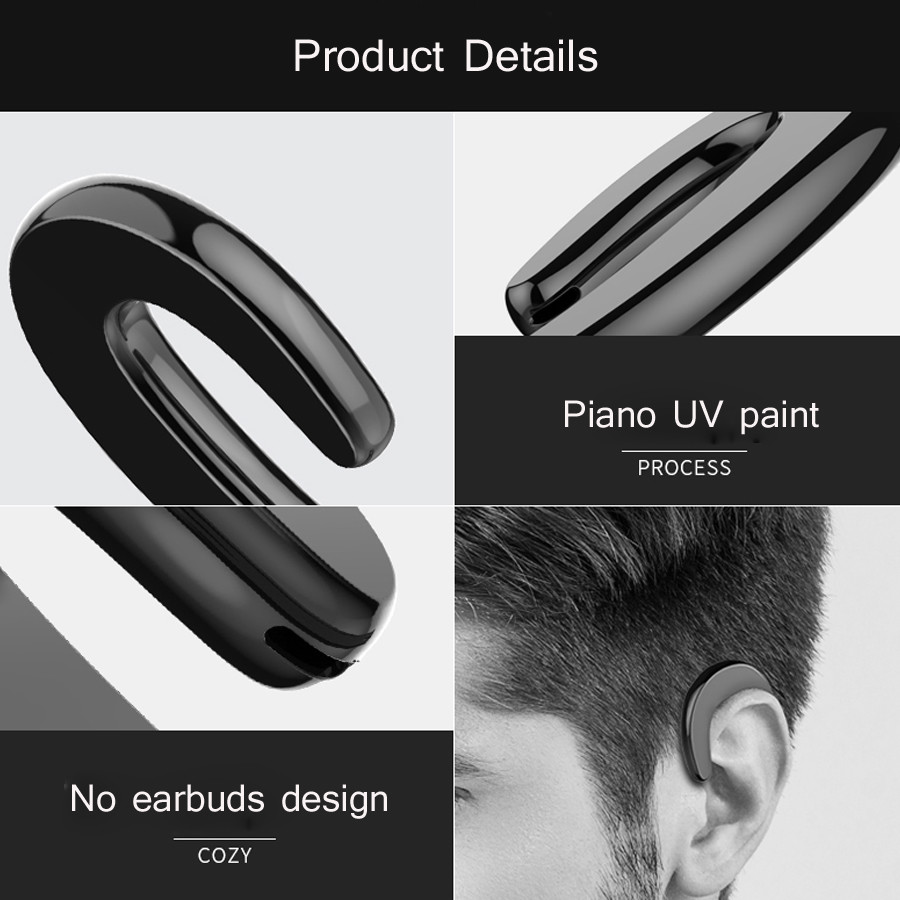 V4.2 Bluetooth Earphones Wireless Headset Non Ear Plug Painless Instead of Bone