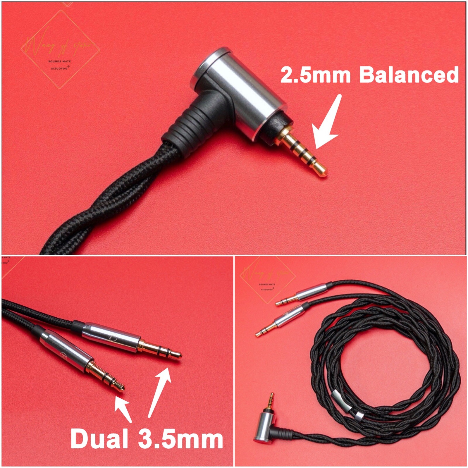 Balanced Audio Cable For Klipsch Hp3 HP-3 Headphone 2.5mm 4.4mm Trrs Dual 3.5mm