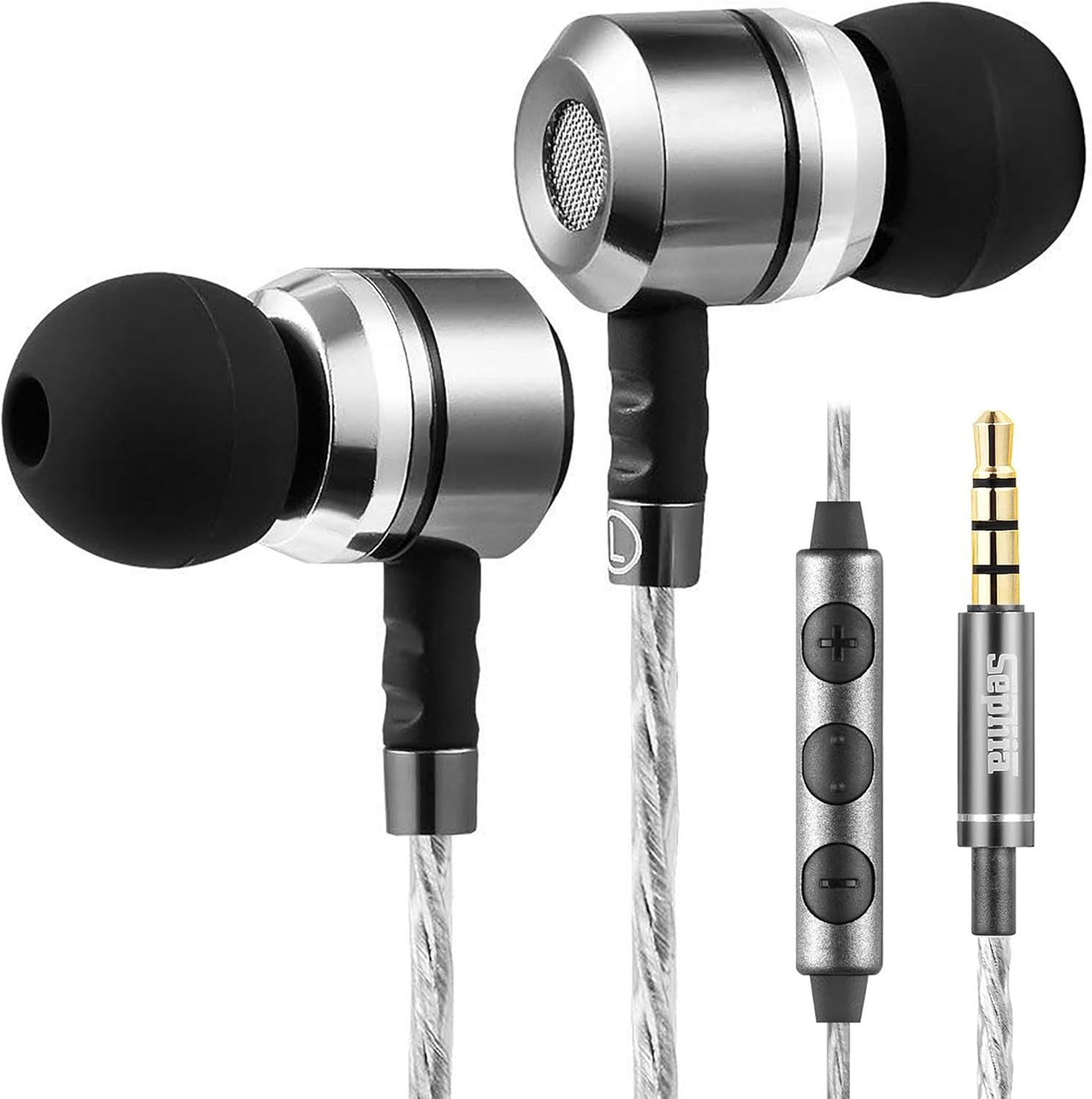 Auriculares con Cable y Microfono Bass Profundo Jack 3 5mm Anti Enredos SonidoHD