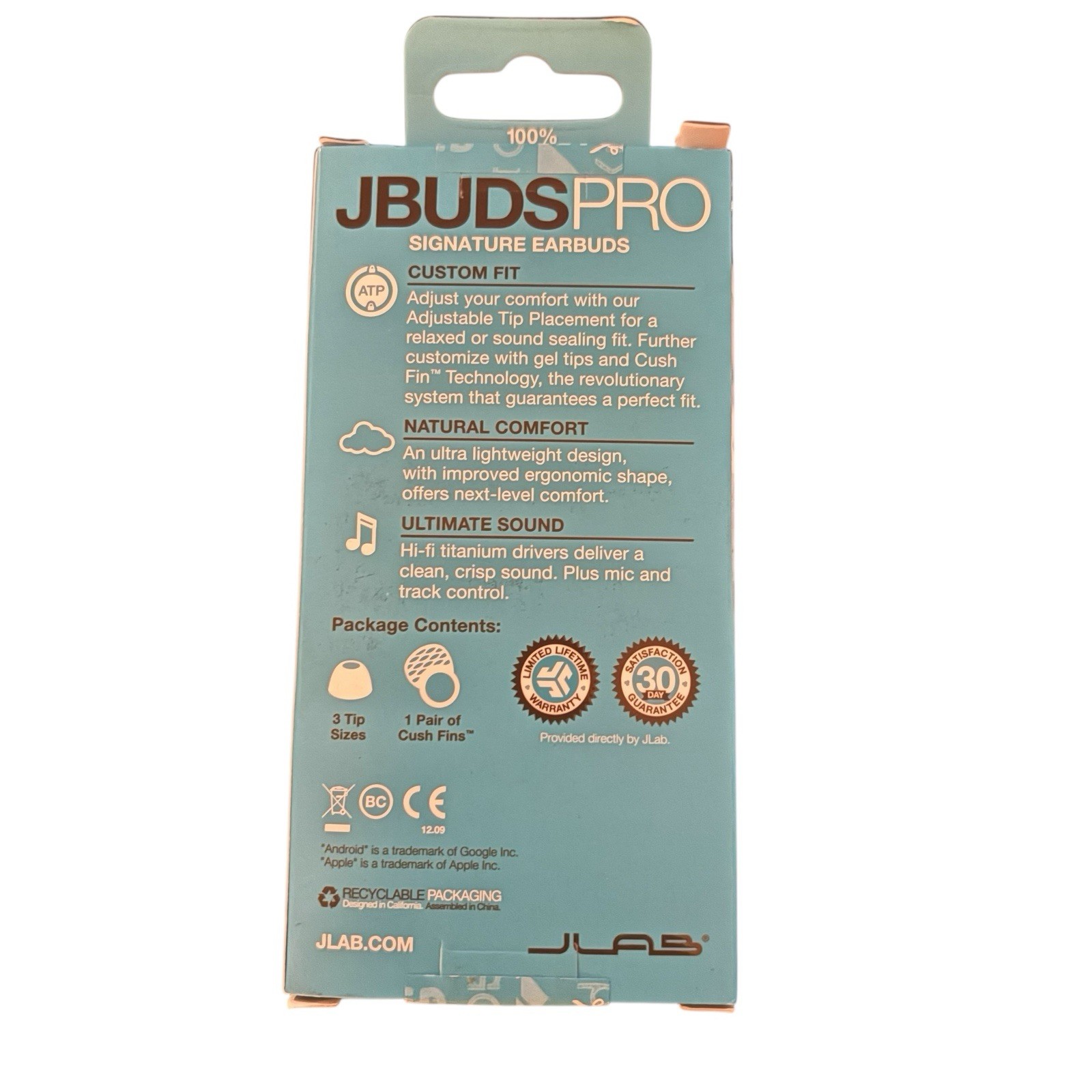 J Lab JBuds Pro Signature Earbuds Purple New In Box 3 Tip Sizes